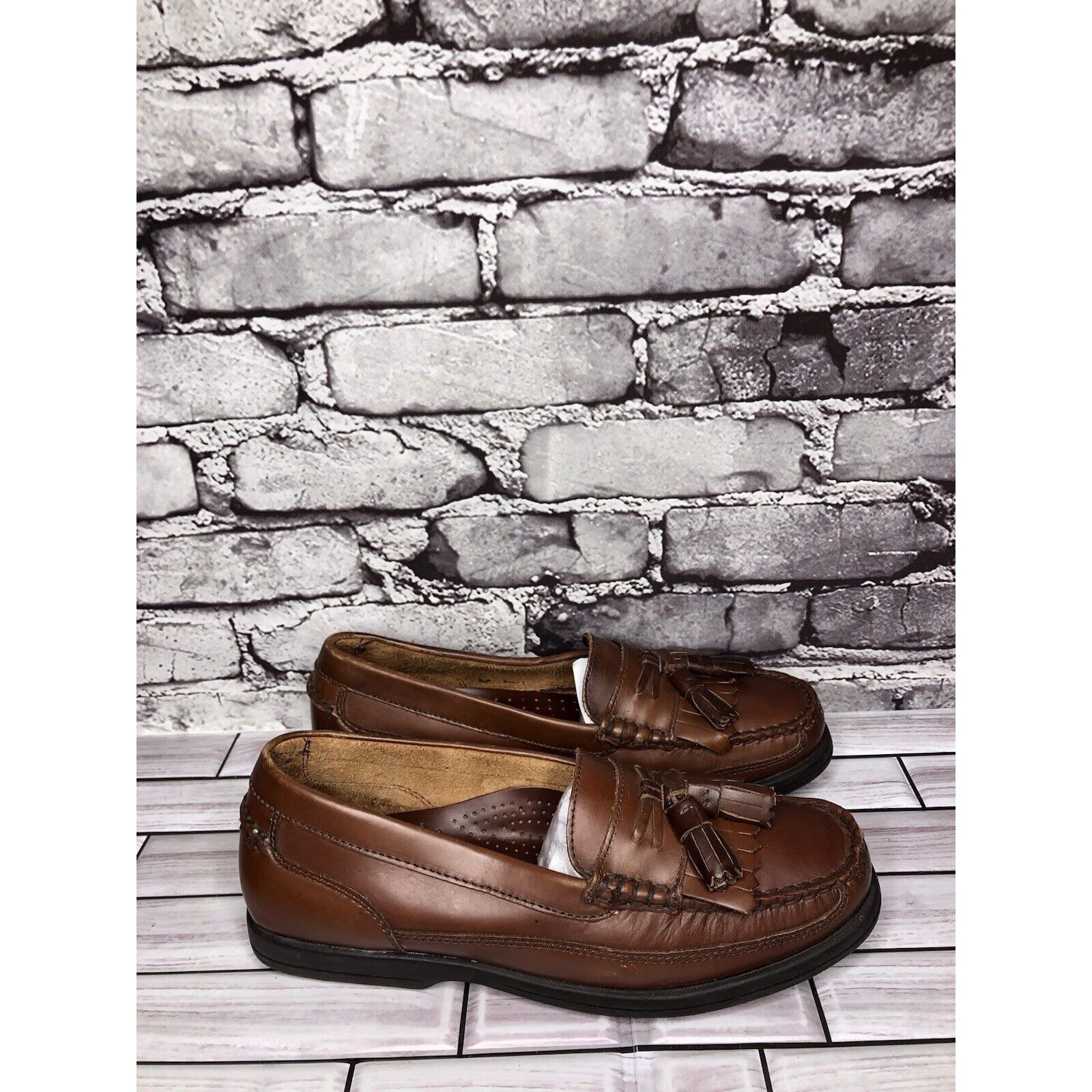 Bass Bass Strout Brown Leather Tassel Loafers SlipOn Casual Shoes Size US 7.5 / EU 40-41 - 10 Thumbnail