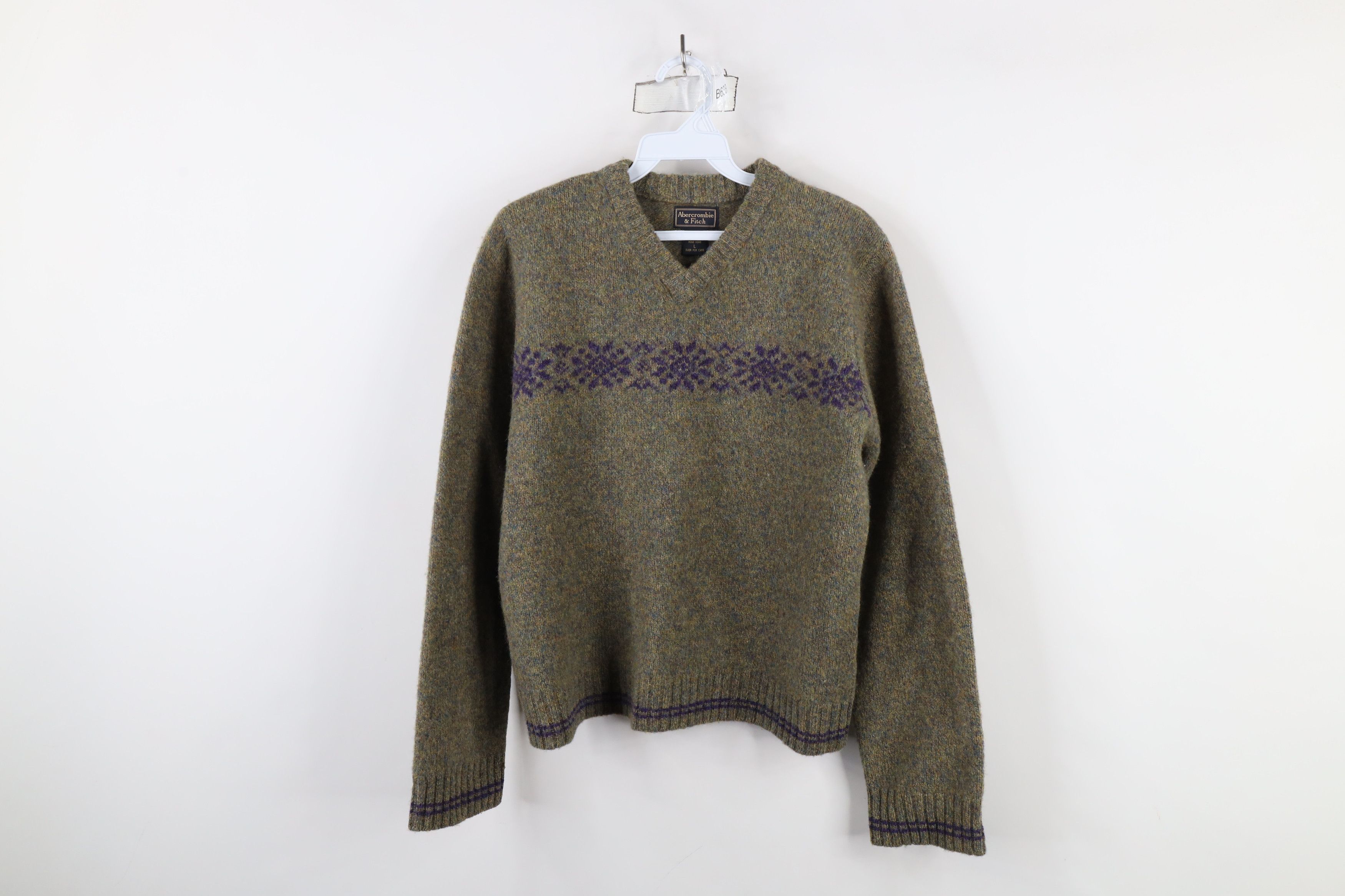 Abercrombie & Fitch × Vintage Vintage 90s Abercrombie & Fitch Fair Isle Wool Knit Sweater Size L / US 10 / IT 46 - 1 Thumbnail