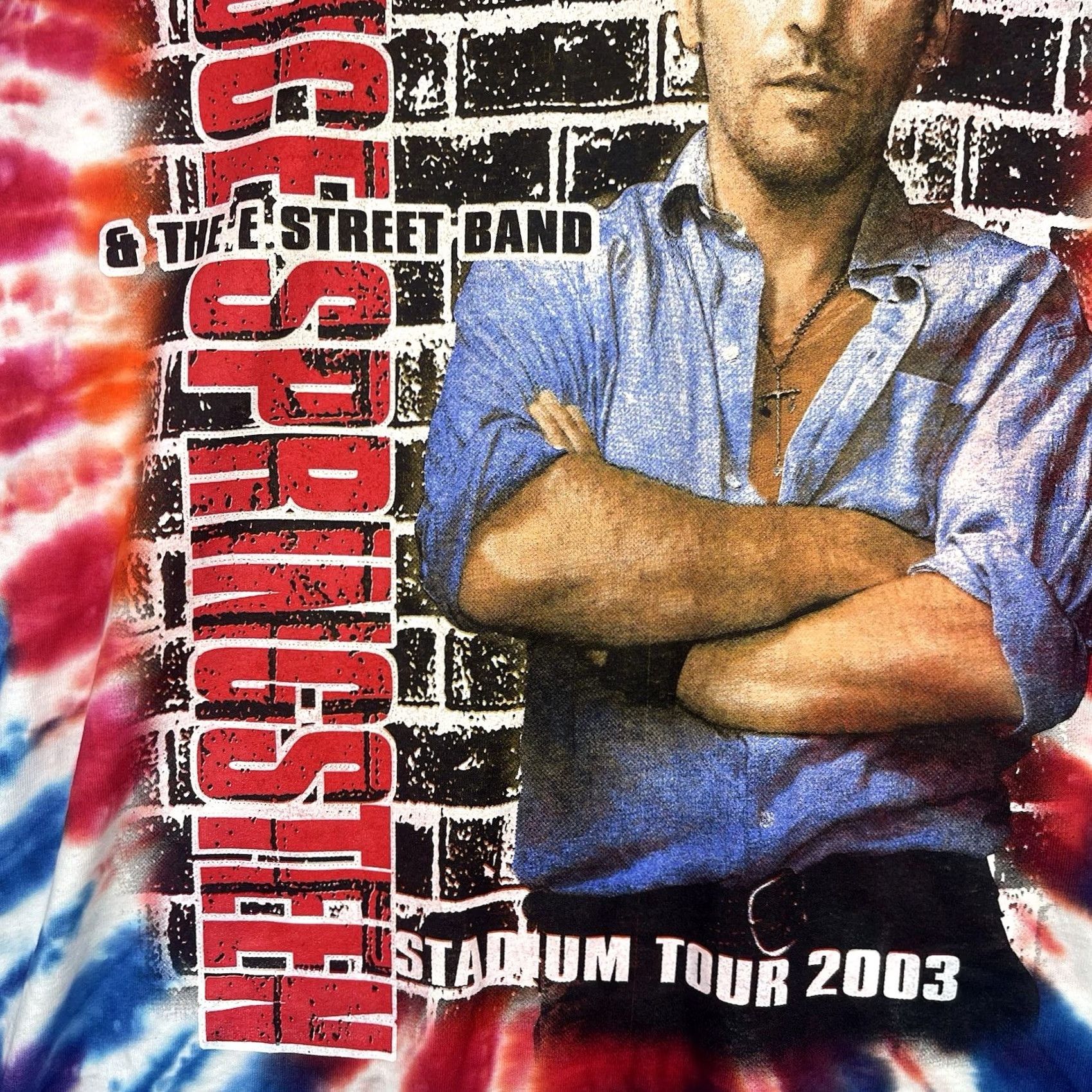 Delta VINTAGE Bruce Springsteen Shirt Mens XL Rock Band Tour Tie Dye Y2K Blue Cotton Graphic Print T-Shirt MS XL Men Band Music 2000s Theme Mens Size US XL / EU 56 / 4 - 4 Thumbnail