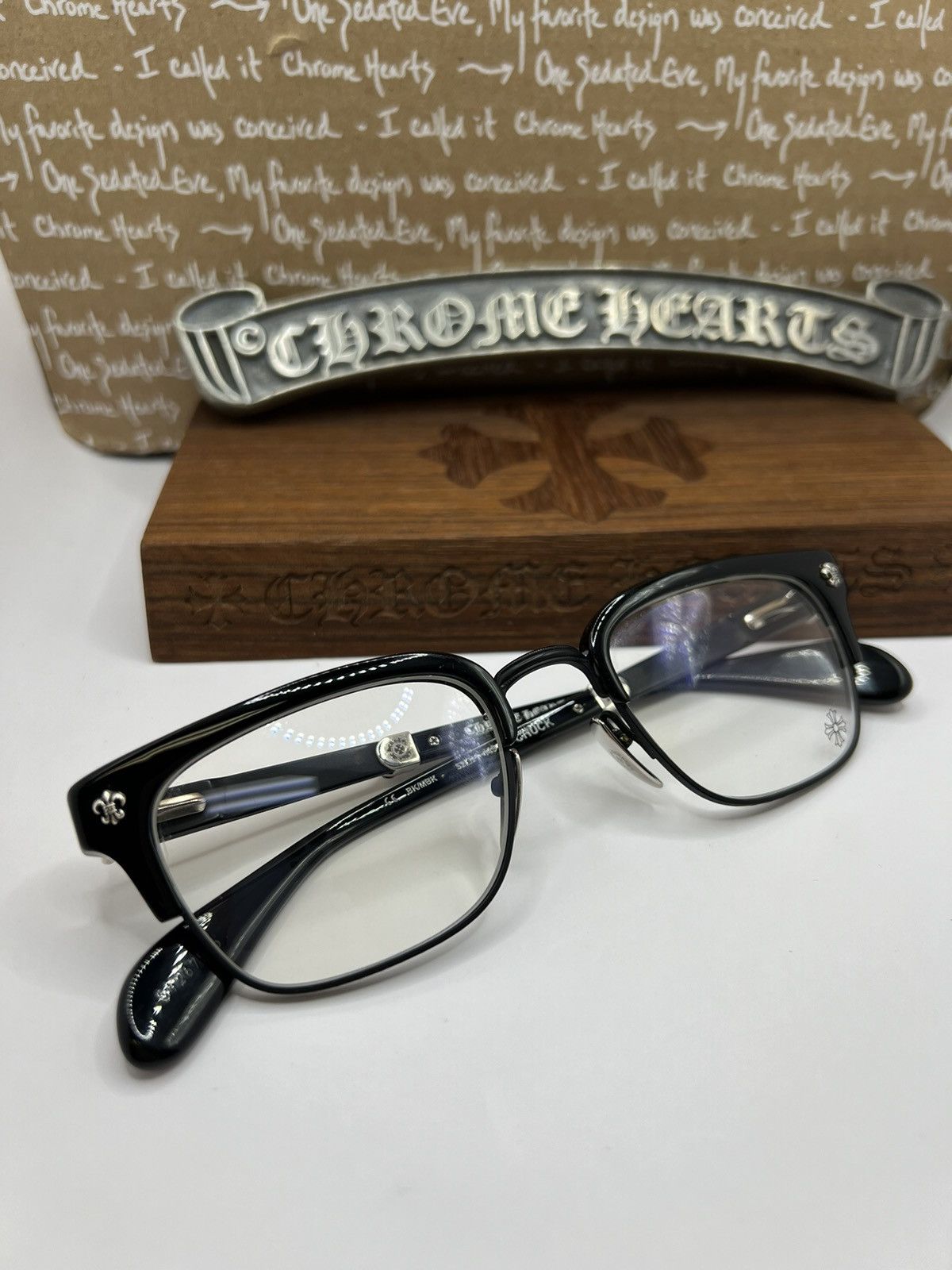 Pre-owned Chrome Hearts Chuck Glasses In Black