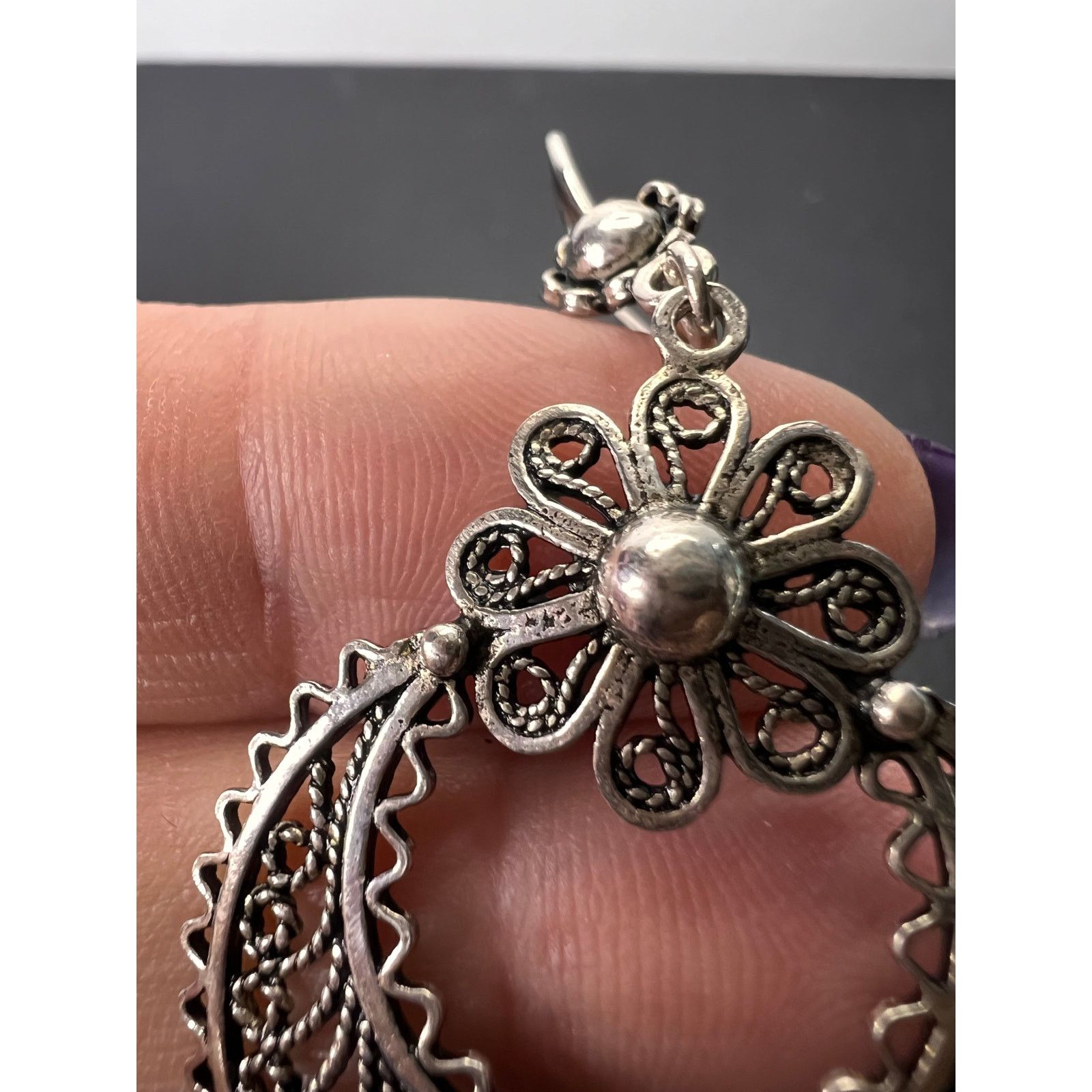 Other Turkish sterling filigree disc dangle drop hook earrings Size ONE SIZE - 7 Thumbnail