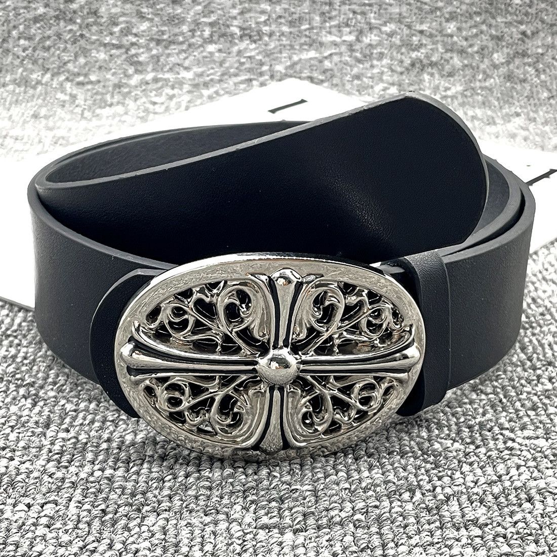 Designer × Japanese Brand × Vintage Men y2k punk petal cross buckle casual black belt Size ONE SIZE - 4 Thumbnail