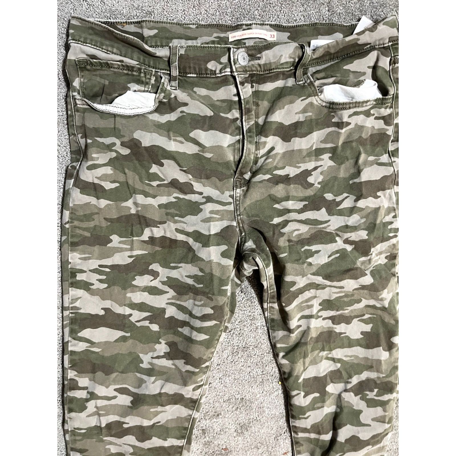 Levi's Levis 720 Jeans Womens 33 Green Camo High Rise Super Skinny Crop Denim Size 24" / US 00 / IT 34 - 4 Thumbnail