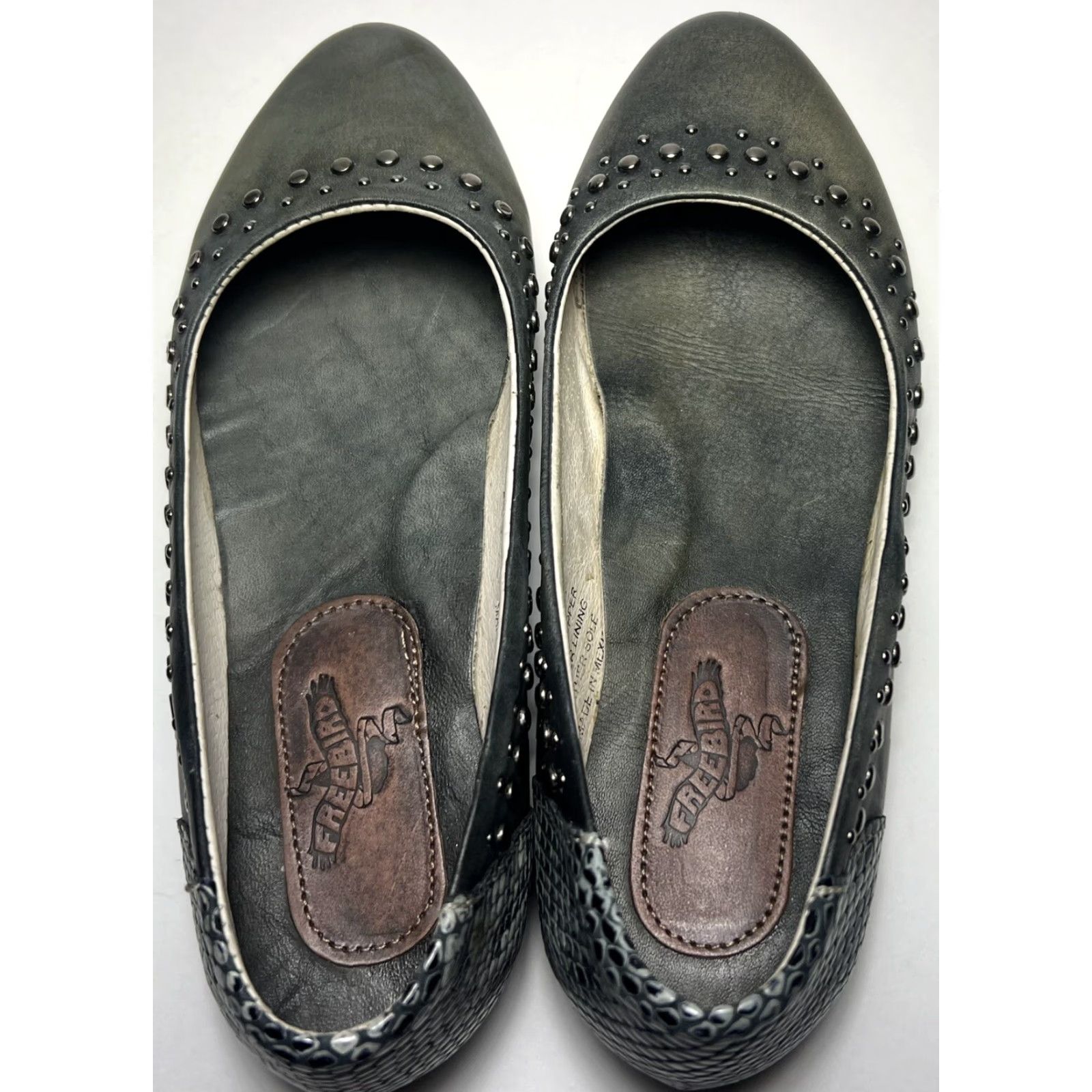 FREEBIRD NICE! Studded Freebird Ballet Flats Leather Gray Size 7 6.5 Womens Flats Gunmetal Gray Ballet Upper Leather Accents Studded 9.75 inches Size US 7 / IT 37 - 5 Thumbnail