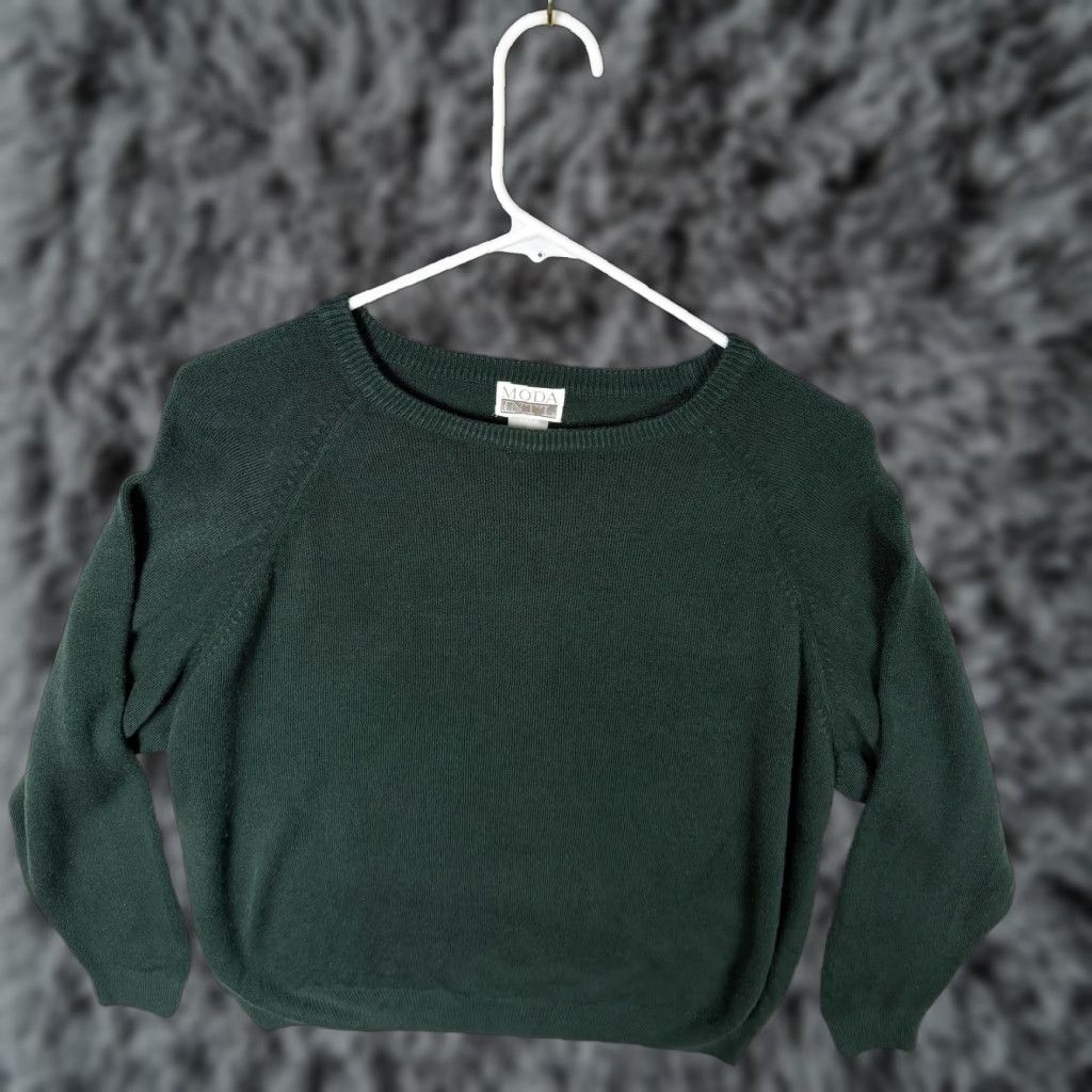 Vintage VINTAGE Moda International Sweater Womens M Green Raglan Knit Crewneck 90s Minimalist Facade Size M / US 6-8 / IT 42-44 - 1 Thumbnail