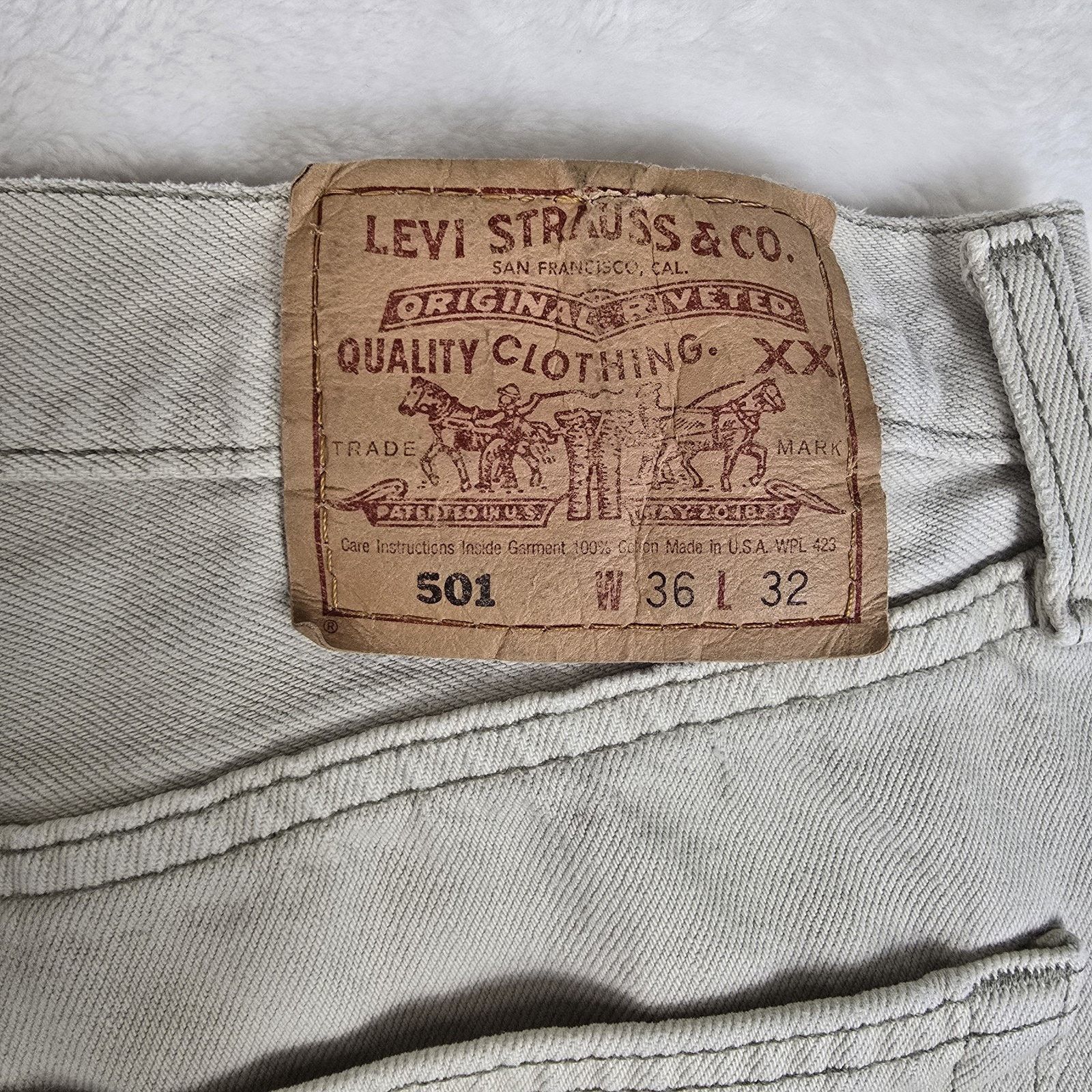 Levi's Vintage Levis 501 Mens 36x32 Beige 34x30 USA Made 90s 1998 Size US 34 / EU 50 - 10 Thumbnail