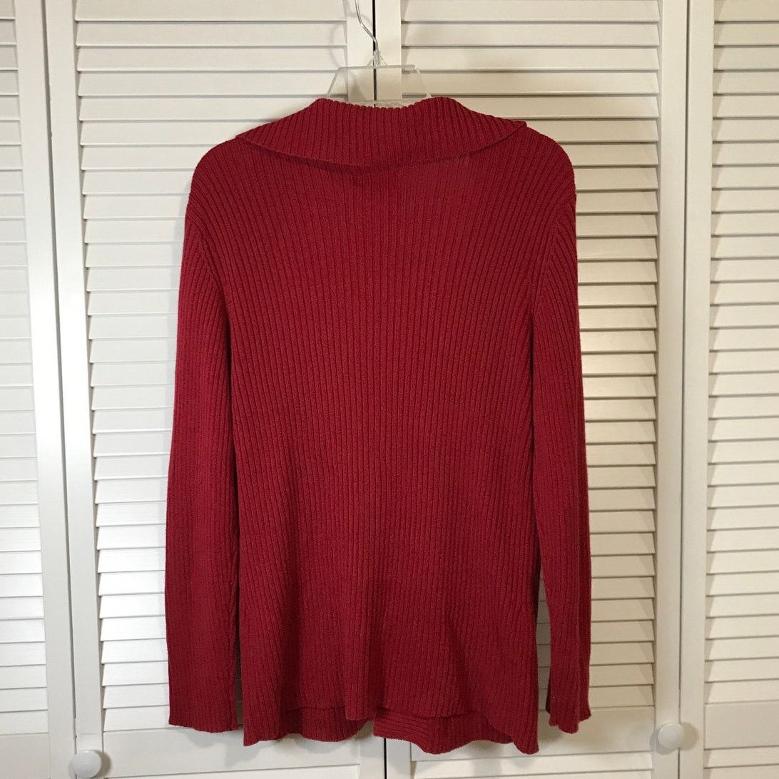 Avenue Avenue Red V-Neck Long Sleeve Cardigan Sweater 18/20 Size XXL / US 16-18 / IT 52-54 - 2 Thumbnail
