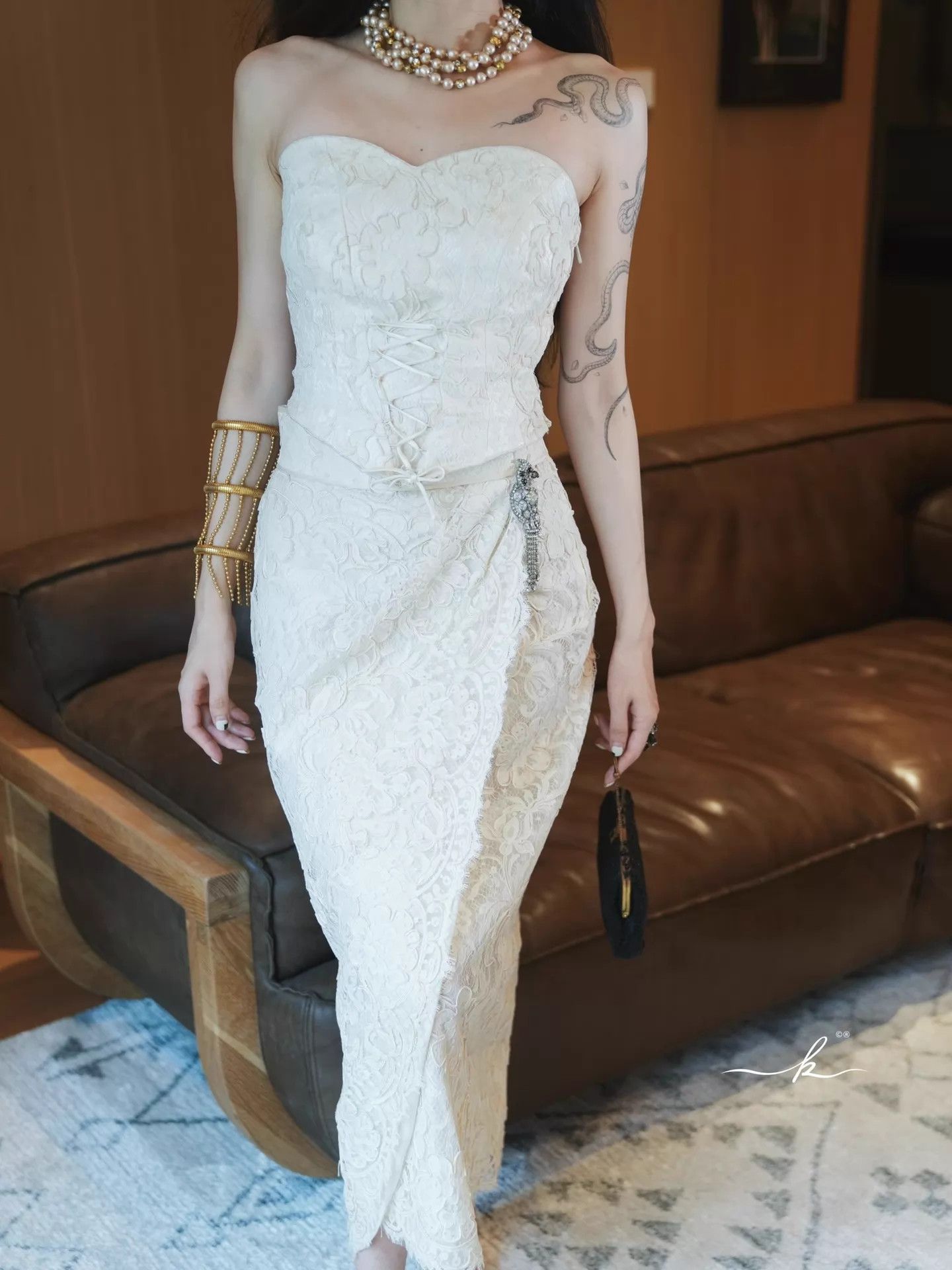 Other 1960s Italian Handmade 3-Piece Wedding Light Gown w/ Hat Size S / US 4 / IT 40 - 6 Thumbnail