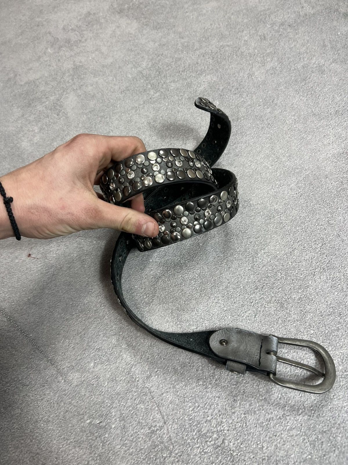 Japanese Brand Vintage Balenciaga Style Japanese Punk Leather Belt 90s Size ONE SIZE - 6 Thumbnail
