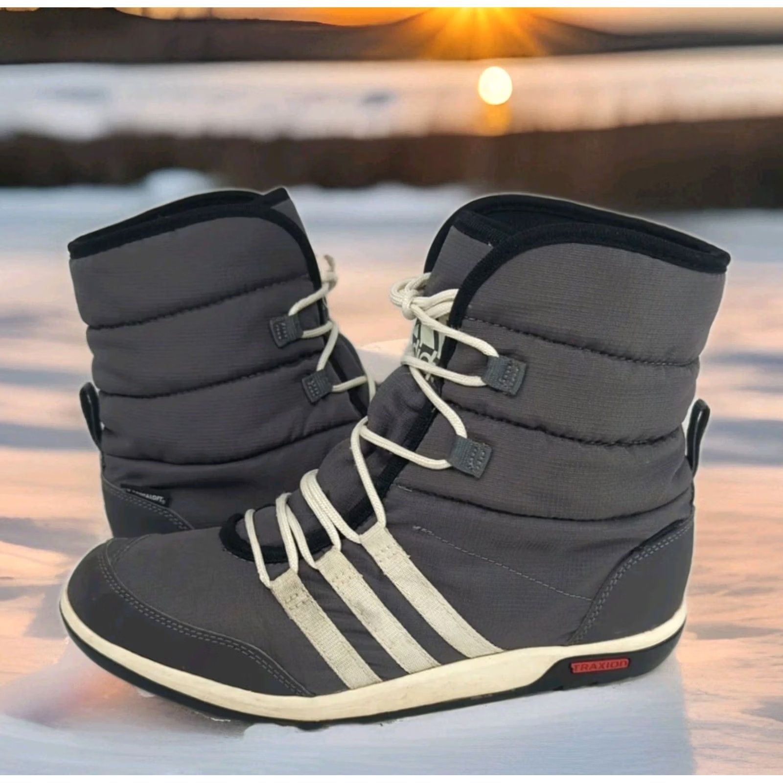 Adidas Adidas Athleta Choleah Primaloft Gray Sneaker Boots Quilted Puffer Winter 8 Womens Chukka Boot Mid-Calf Nylon Synthetic Leather Rubber Size US 8 / IT 38 - 2 Thumbnail