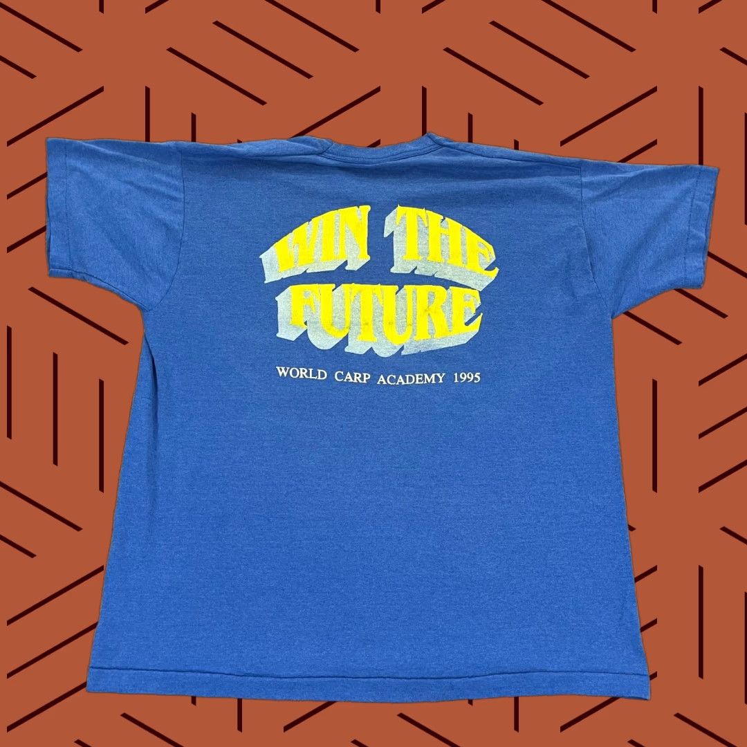 Fruit Of The Loom VINTAGE Fruit of the Loom Shirt Mens XL Blue World Carp Academy Graphic Tee USA 1995 90s Size US XL / EU 56 / 4 - 1 Thumbnail