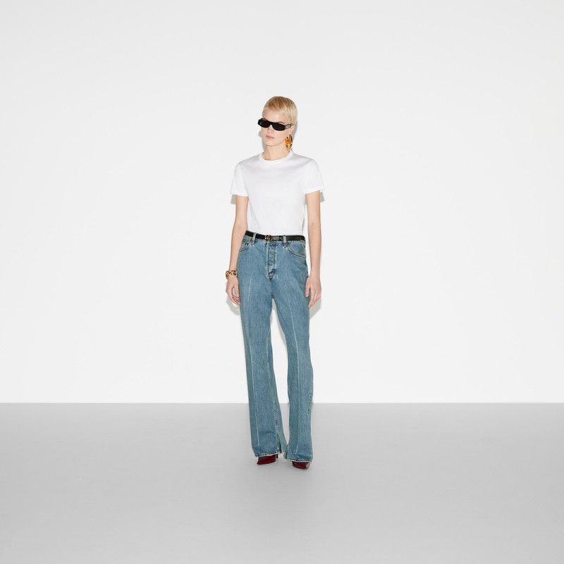 Gucci o1la5ras0526 Light Cotton Jersey T-Shirt in White Size M / US 6-8 / IT 42-44 - 2 Thumbnail