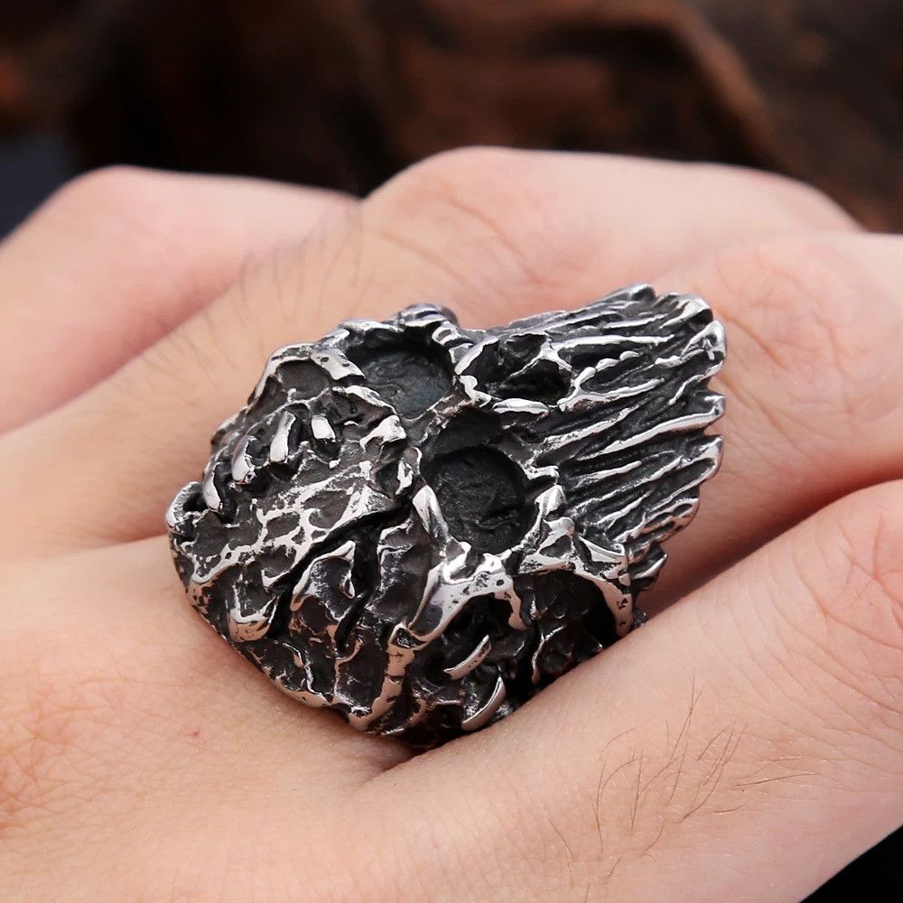 Vintage Black Skull Ring For Men Size ONE SIZE - 1 Thumbnail