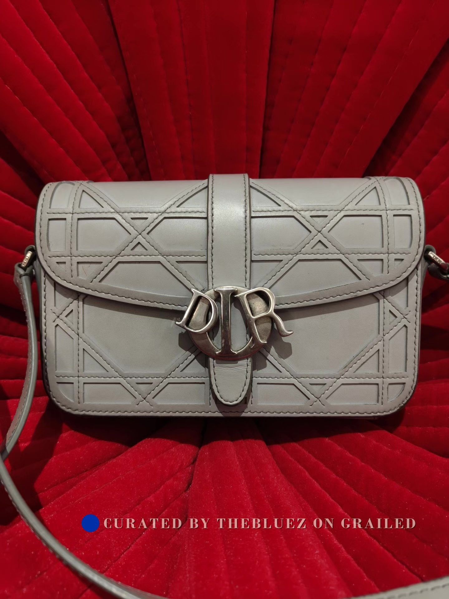 Dior Small Gray Dior Leather Messenger Bag Size ONE SIZE - 1 Thumbnail