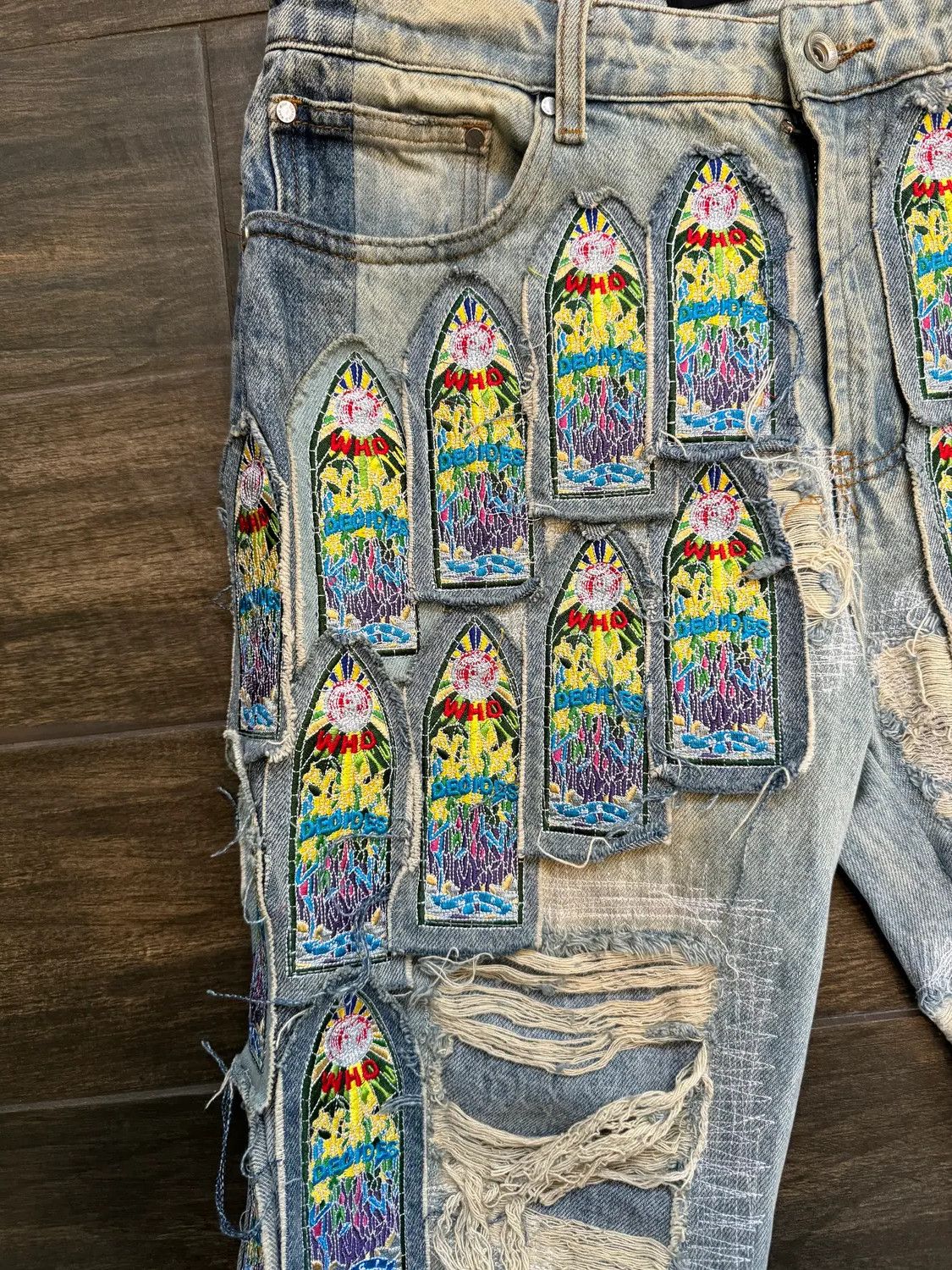 Who Decides War Coliseum Fusion Stained Glass Cathedral Distressed Denim Size US 34 / EU 50 - 4 Thumbnail