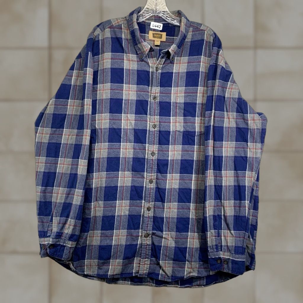 Vintage VINTAGE Foundry Men's Flannel Shirt Casual Big & Tall 2XLT Blue Gray Red Plaid Long Sleeve Button Up Size US XXL / EU 58 / 5 - 1 Thumbnail