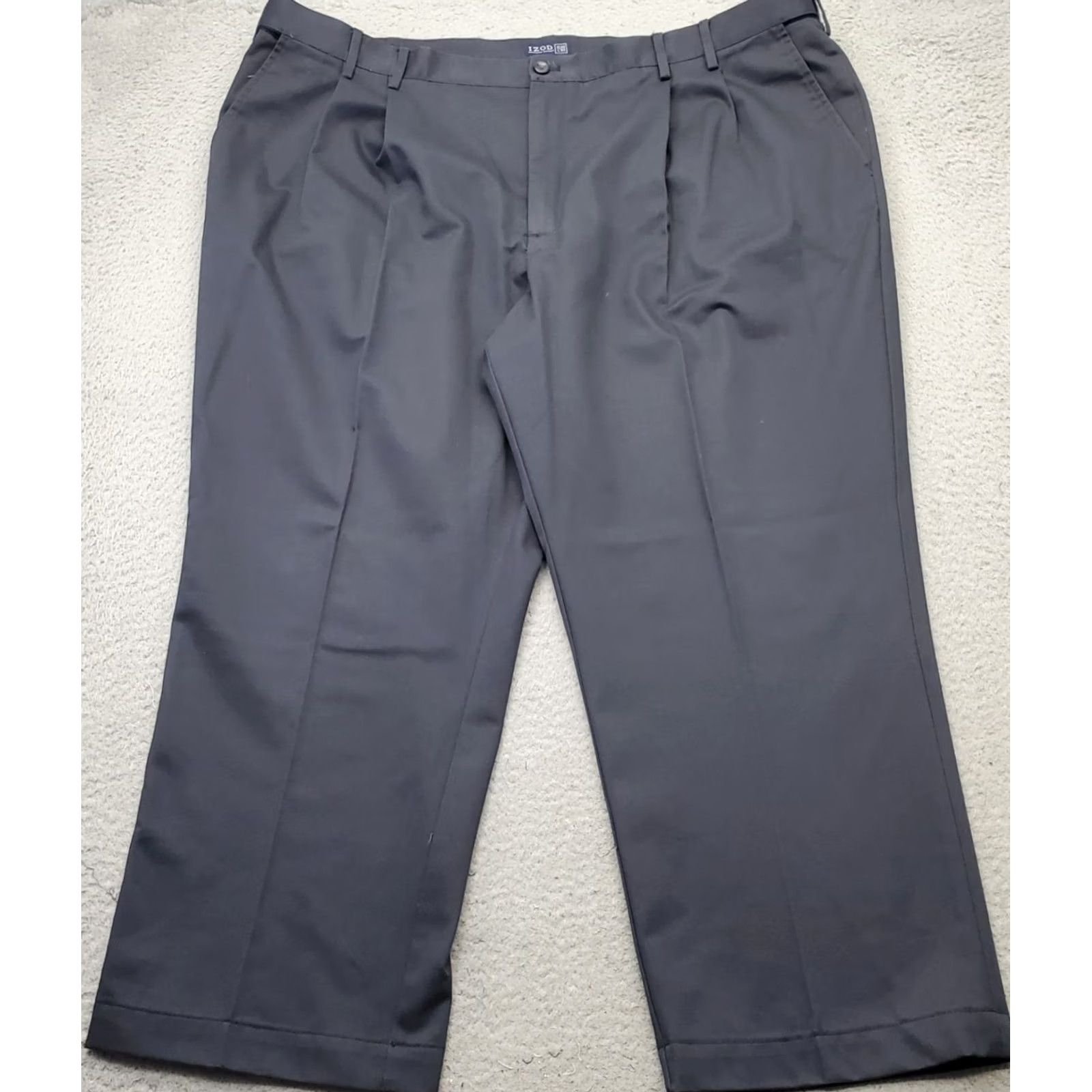 Izod IZOD Chino Pants Mens 48/30 Black Cotton Pleated Classic Fit Slash Pocket Formal Shirt Size US 32 / EU 48 - 2 Thumbnail