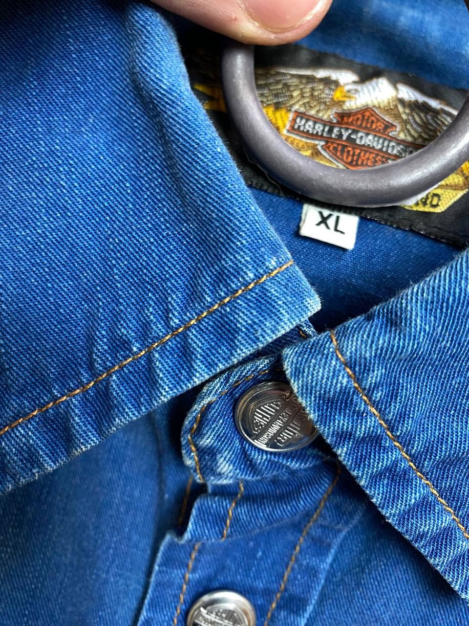 Harley Davidson × Vintage Vintage 90s Harley Davidson Denim Button Up Shirt Size US XL / EU 56 / 4 - 18 Thumbnail