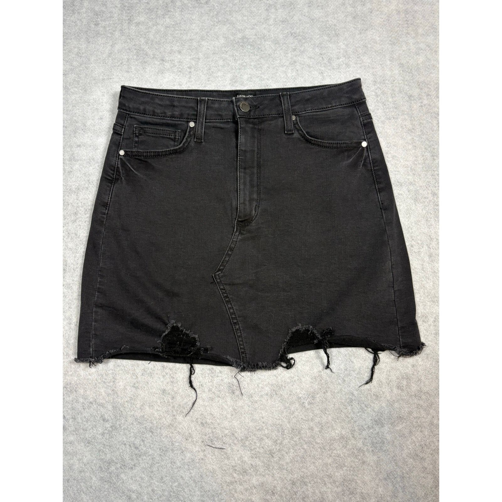 Other Black Distressed Denim Mini Skirt Frayed Edgy Size L 0541 Size 26" / US 2 / IT 38 - 2 Thumbnail