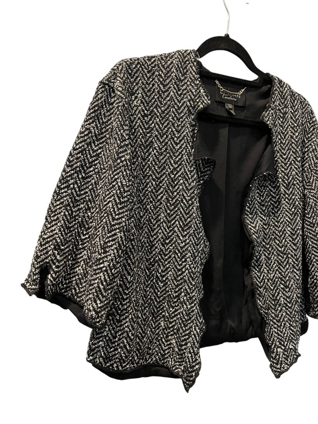 St. John St John Couture Herringbone Open Front Crop Jacket Knit 12 Size XL / US 12-14 / IT 48-50 - 4 Thumbnail