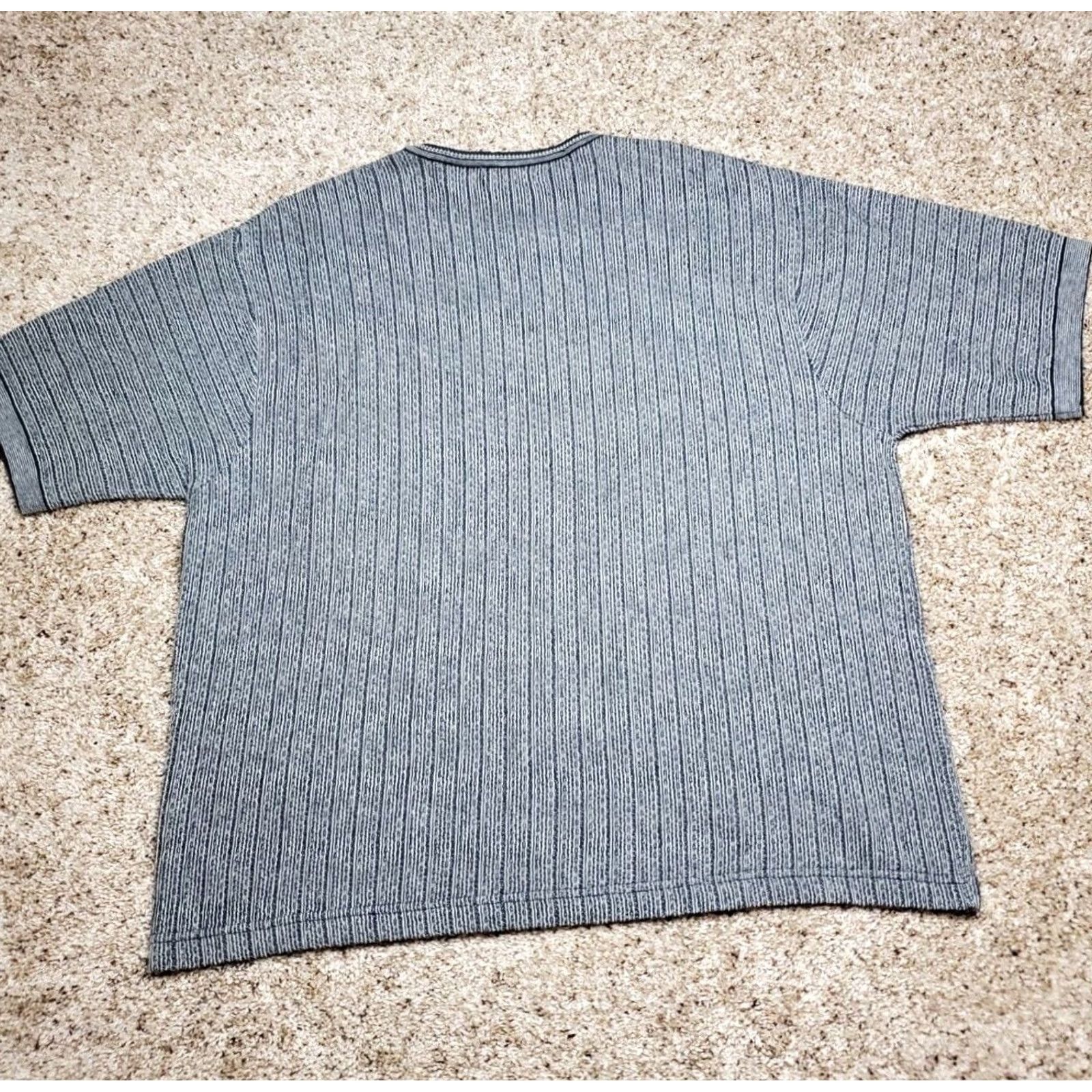 Vintage Preswick & Moore Knit Shirt XL Mens Blue Striped Short Sleeve Crew Neck 90s Classic Designer Size US XL / EU 56 / 4 - 4 Thumbnail