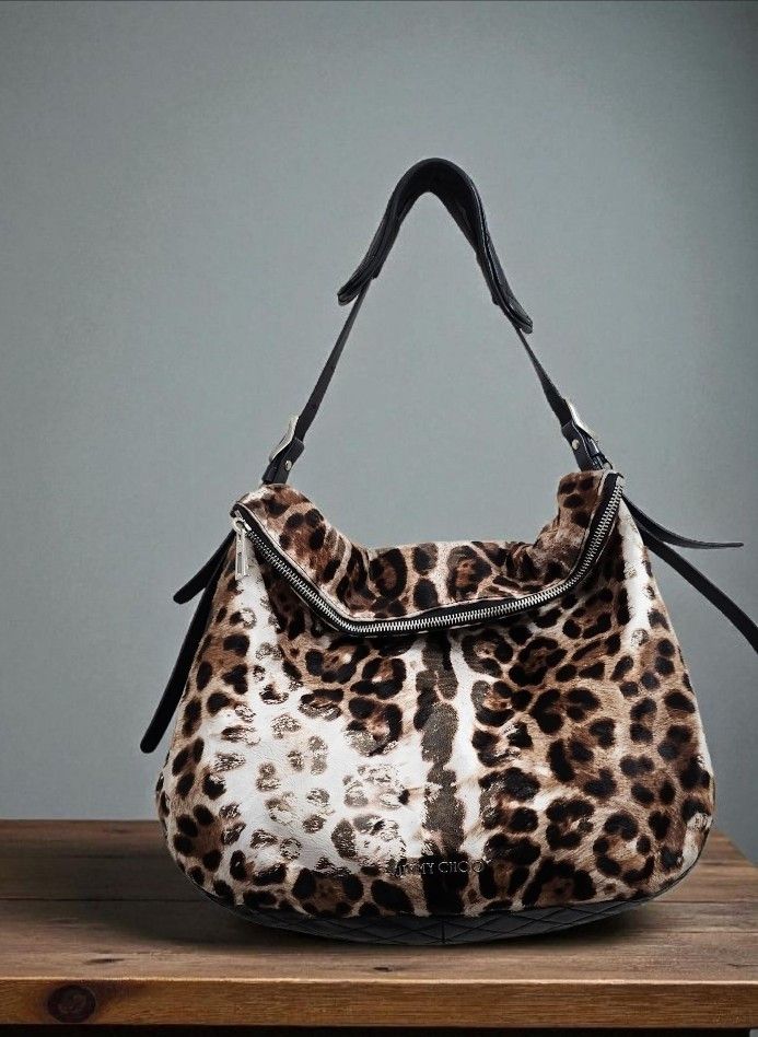 Jimmy Choo Jimmy Choo Animal Print Hobo Bag Fur & Leather Designer Size ONE SIZE - 21 Thumbnail