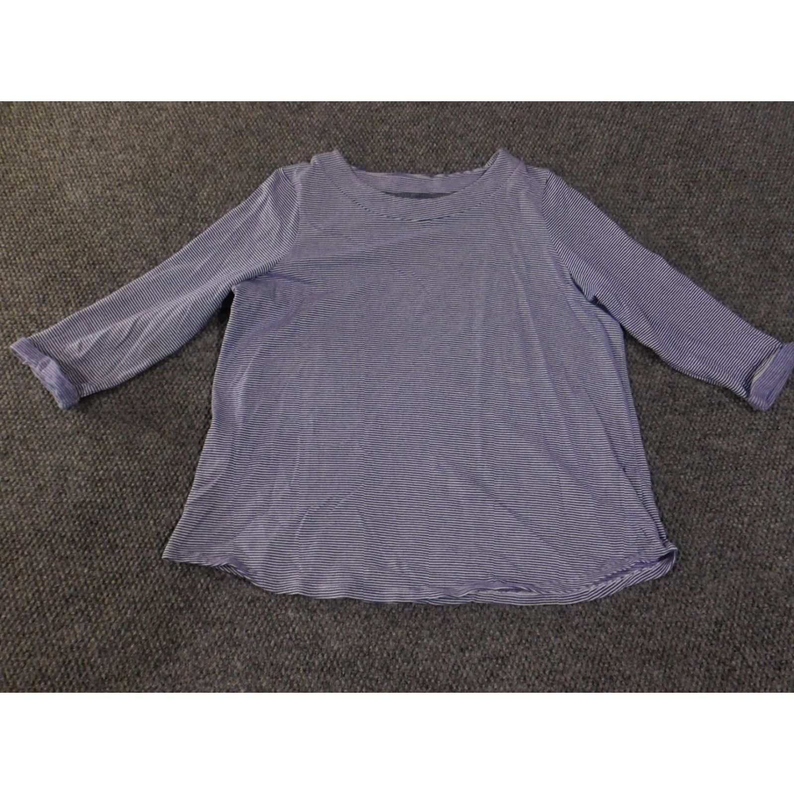 Talbots Talbots Shirt Womens XL Blue Striped Knit Stretch Casual Tee Crew Neck Long Sleeve Cotton Regular Vintage No Size XL / US 12-14 / IT 48-50 - 4 Thumbnail