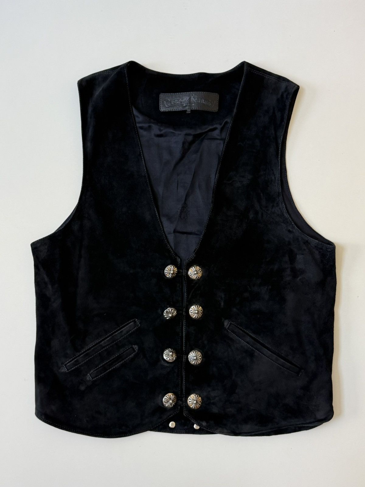 Chrome Hearts CHROME HEARTS BLACK LEATHER VEST | Grailed