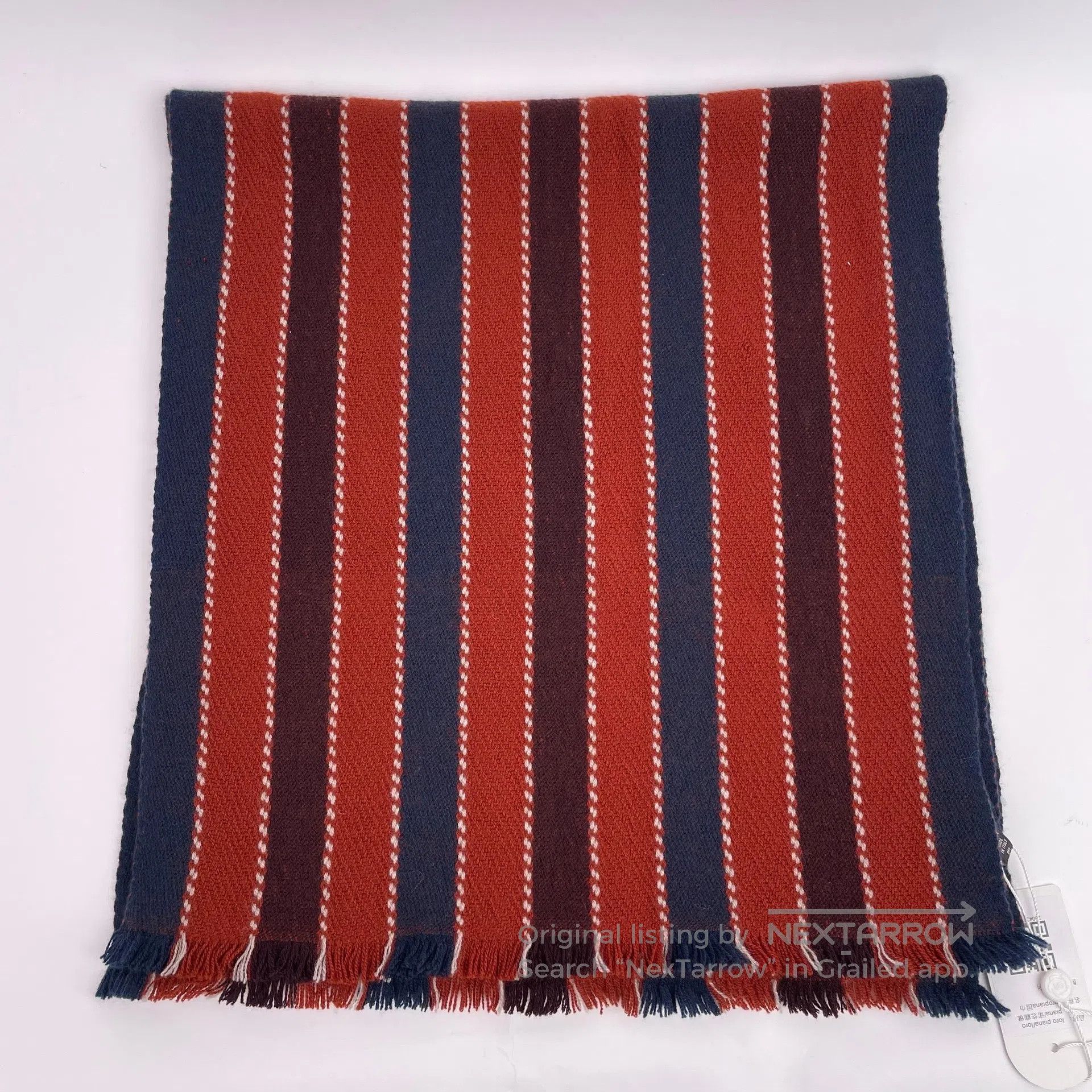 Loro Piana LORO PIANA Red and blue striped color block scarf| Size ONE SIZE - 5 Thumbnail