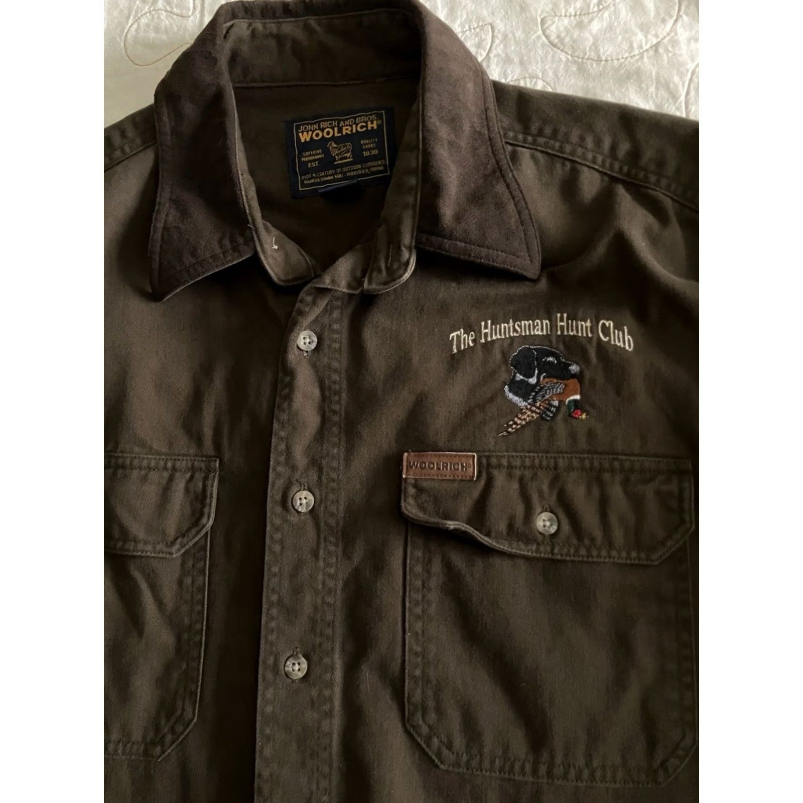 Vintage VINTAGE Woolrich Shirt XL Brown Flannel Embroidered Button-Up Collared Long Sleeve Men’s Size US XL / EU 56 / 4 - 2 Thumbnail