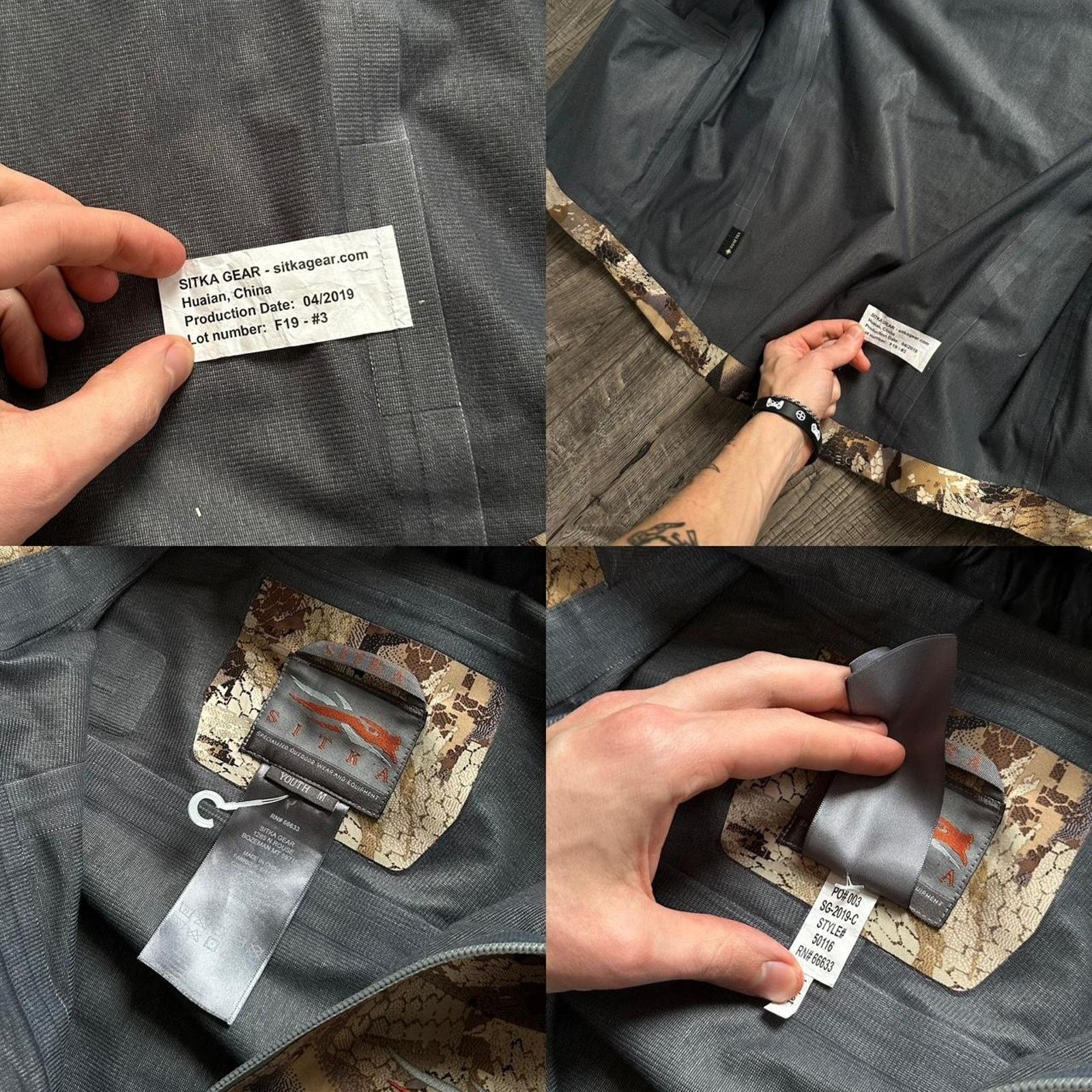 SITKA Sitka 2019 Camo Goretex Rain Shell Zip Up Hooded Jacket Size US XS / EU 42 / 0 - 8 Thumbnail