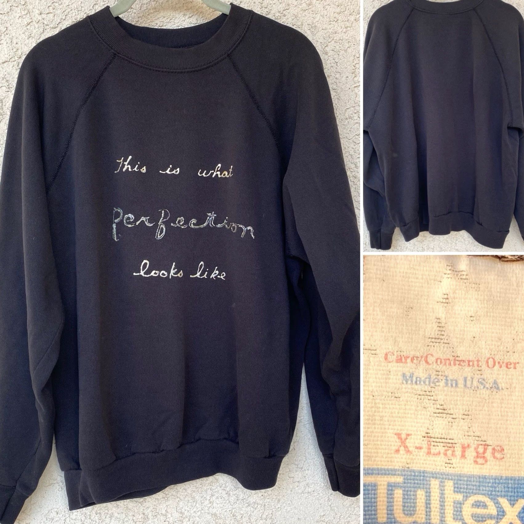 Tultex VINTAGE Tultex Sweatshirt This Is What Perfection Looks Like USA Black XL Men Crew Neck Size US XL / EU 56 / 4 - 2 Thumbnail