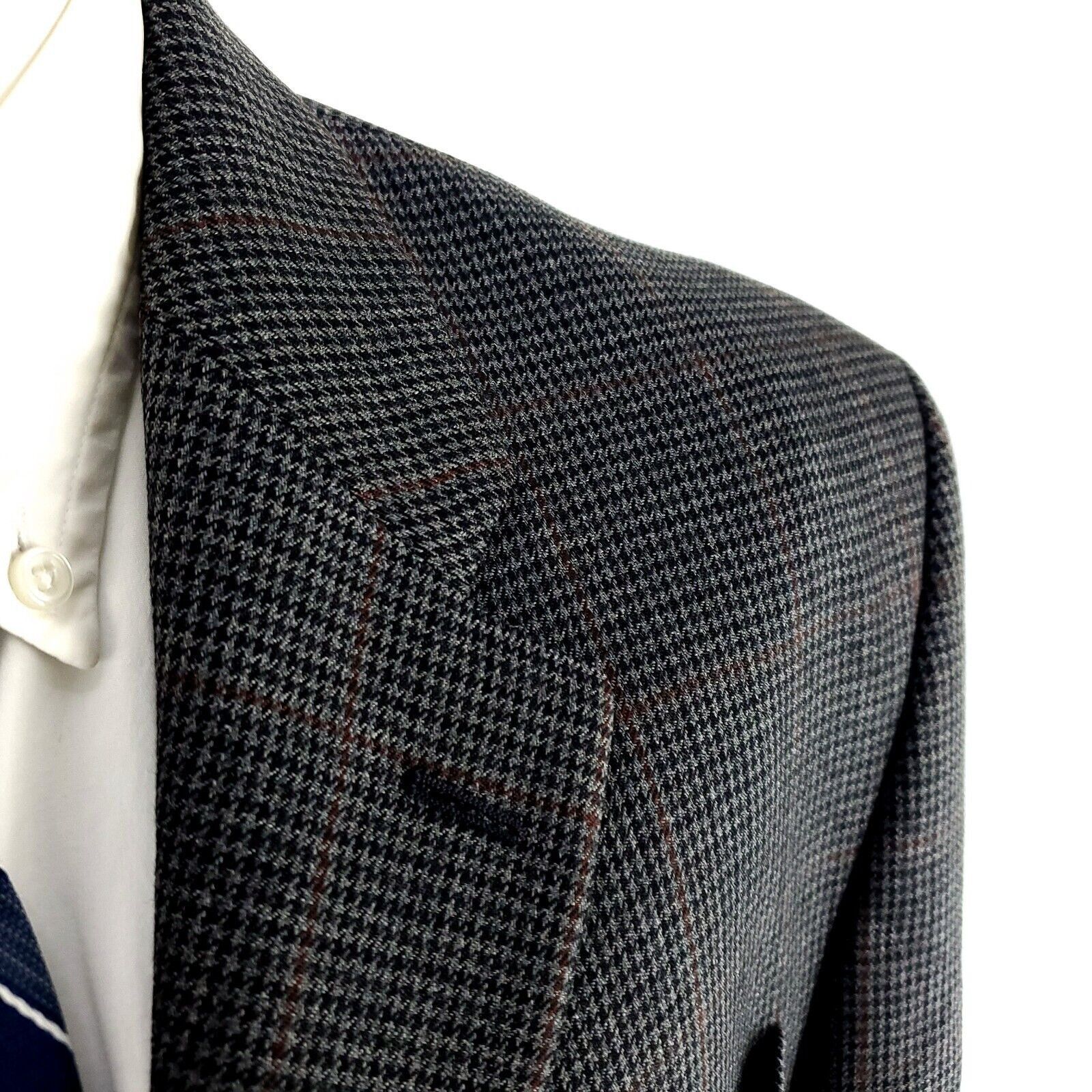 Chaps Chaps Ralph Lauren Wool 3 Button Sport Coat 40R Gray Black H Size 40R - 2 Thumbnail