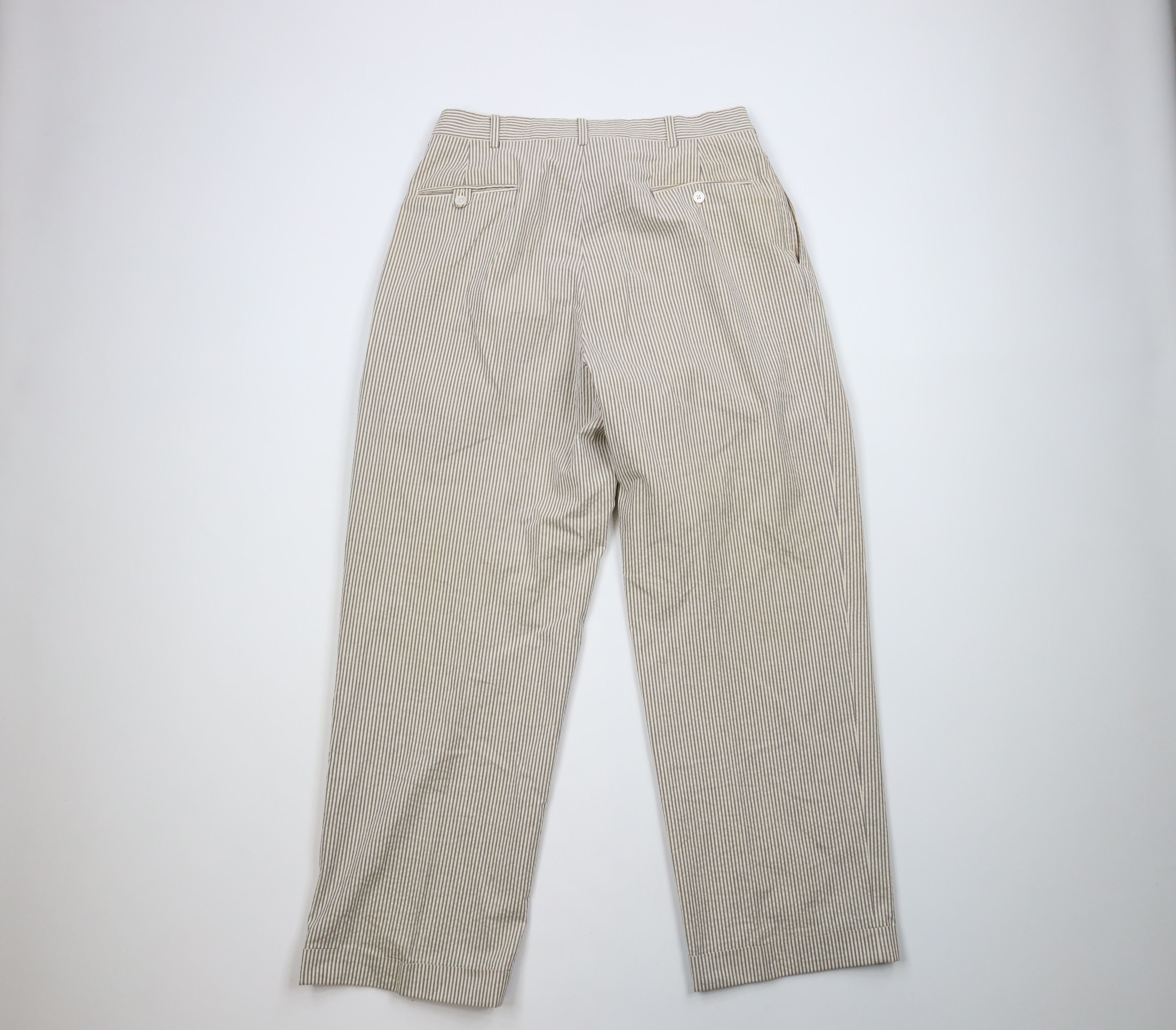 Vintage 70s Ralph Lauren Wide Leg Striped Seersucker Pants