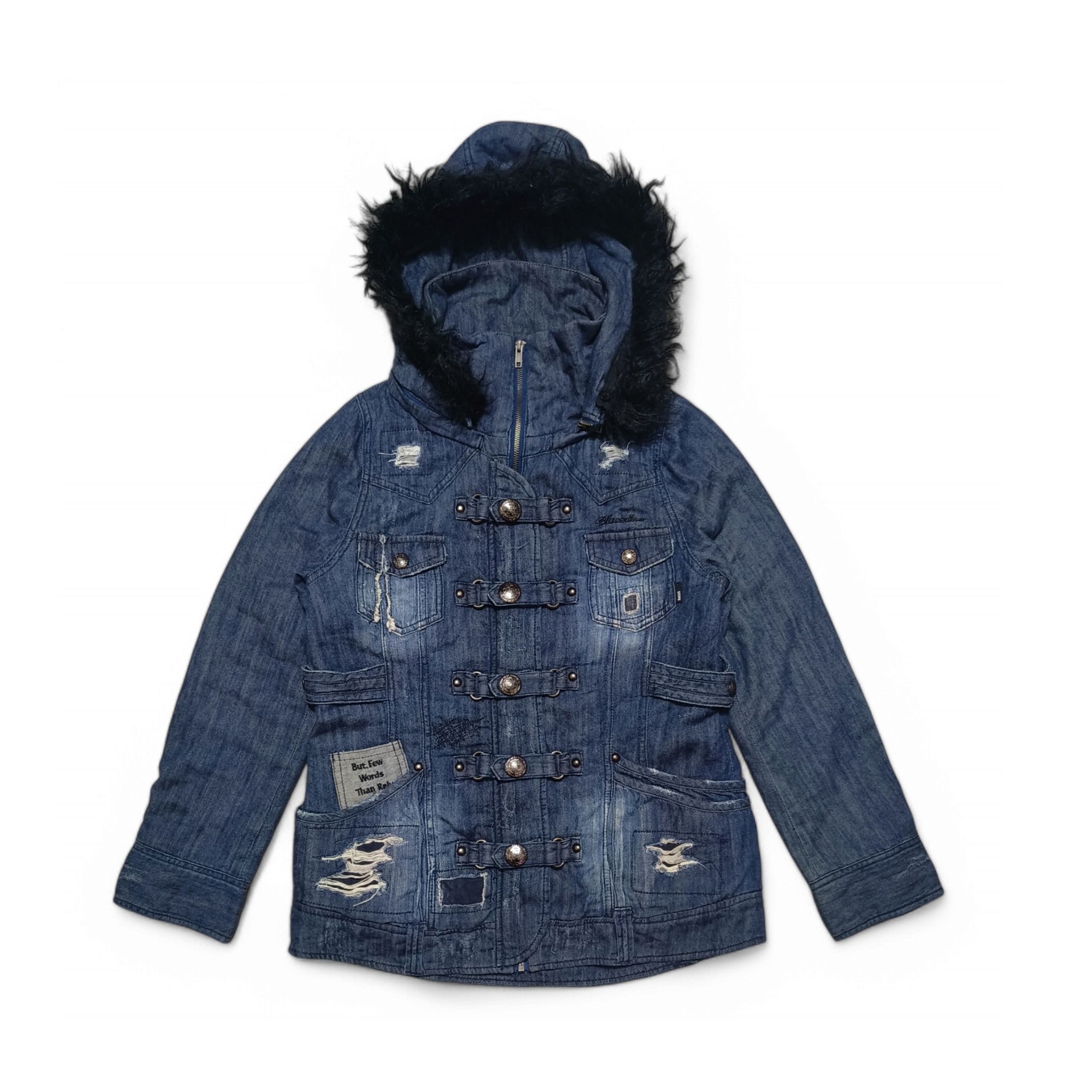 Japanese Brand BACKS Classic Punk Steampunk Japanese Bandage Denim Jacket Size US M / EU 48-50 / 2 - 2 Thumbnail