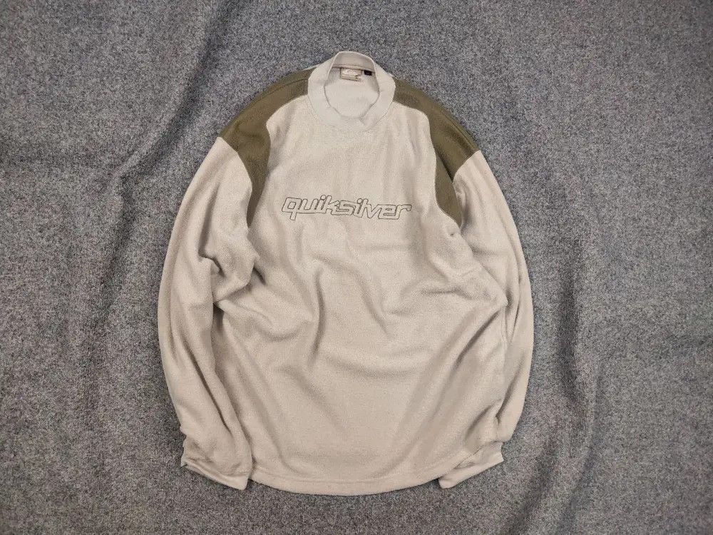 Quiksilver Quiksilver Vintage Beige Fleece Big Logo Sweatshirt Size US XL / EU 56 / 4 - 1 Thumbnail