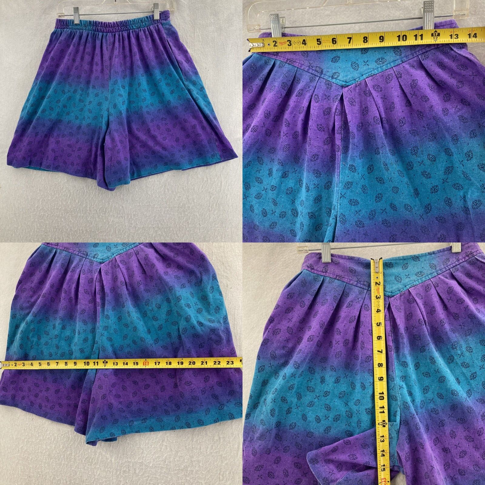Vintage MS. Paquette Women's Large Blue Floral High Rise Shorts Size 36" / US 14 / IT 50 - 2 Thumbnail
