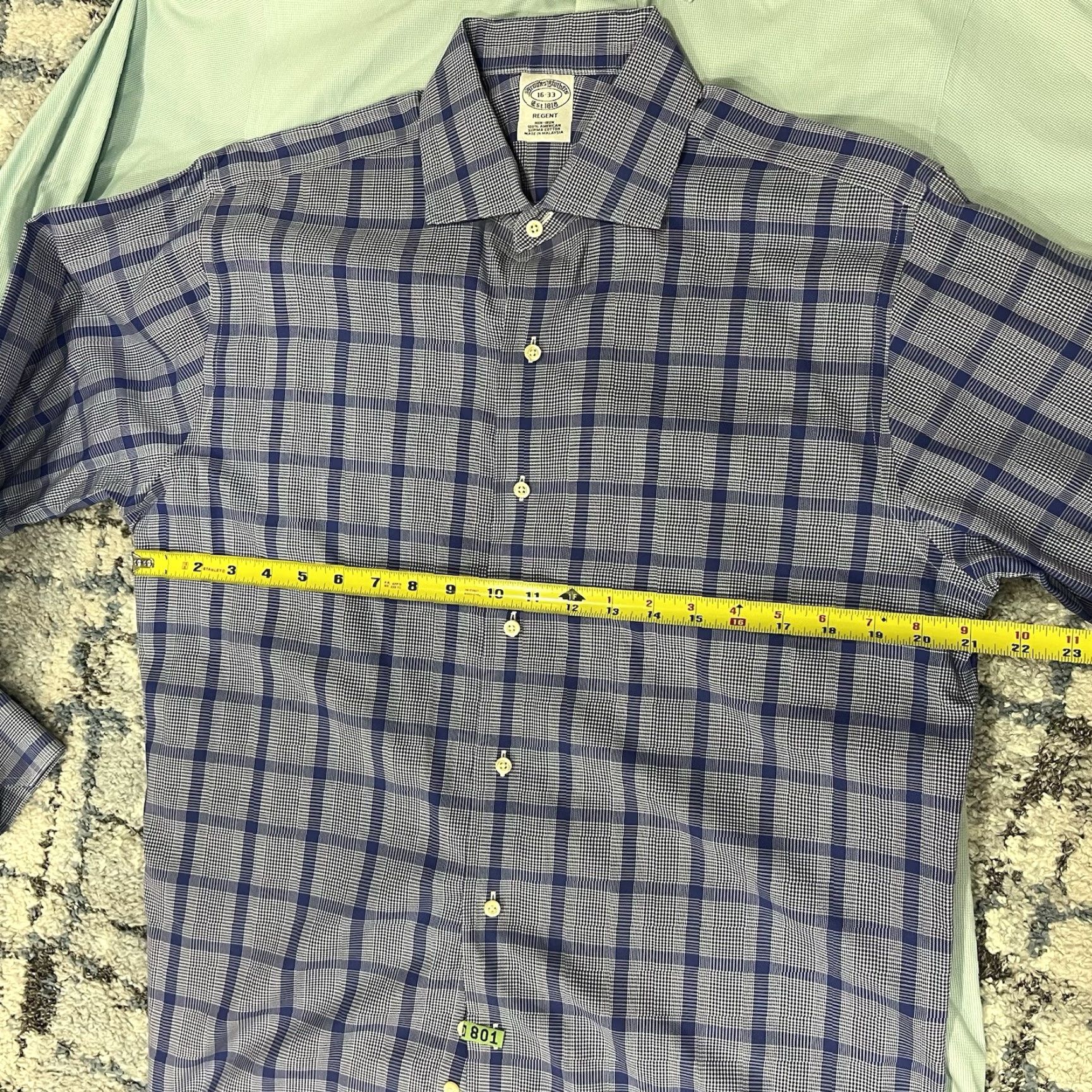 Brooks Brothers Brooks Brothers Dress Shirt Mens 16 33 Non Iron Supima Cotton Polka Dot Blue Barrel Cuff Long Sleeve Collared Point Regular Size 42R - 6 Thumbnail