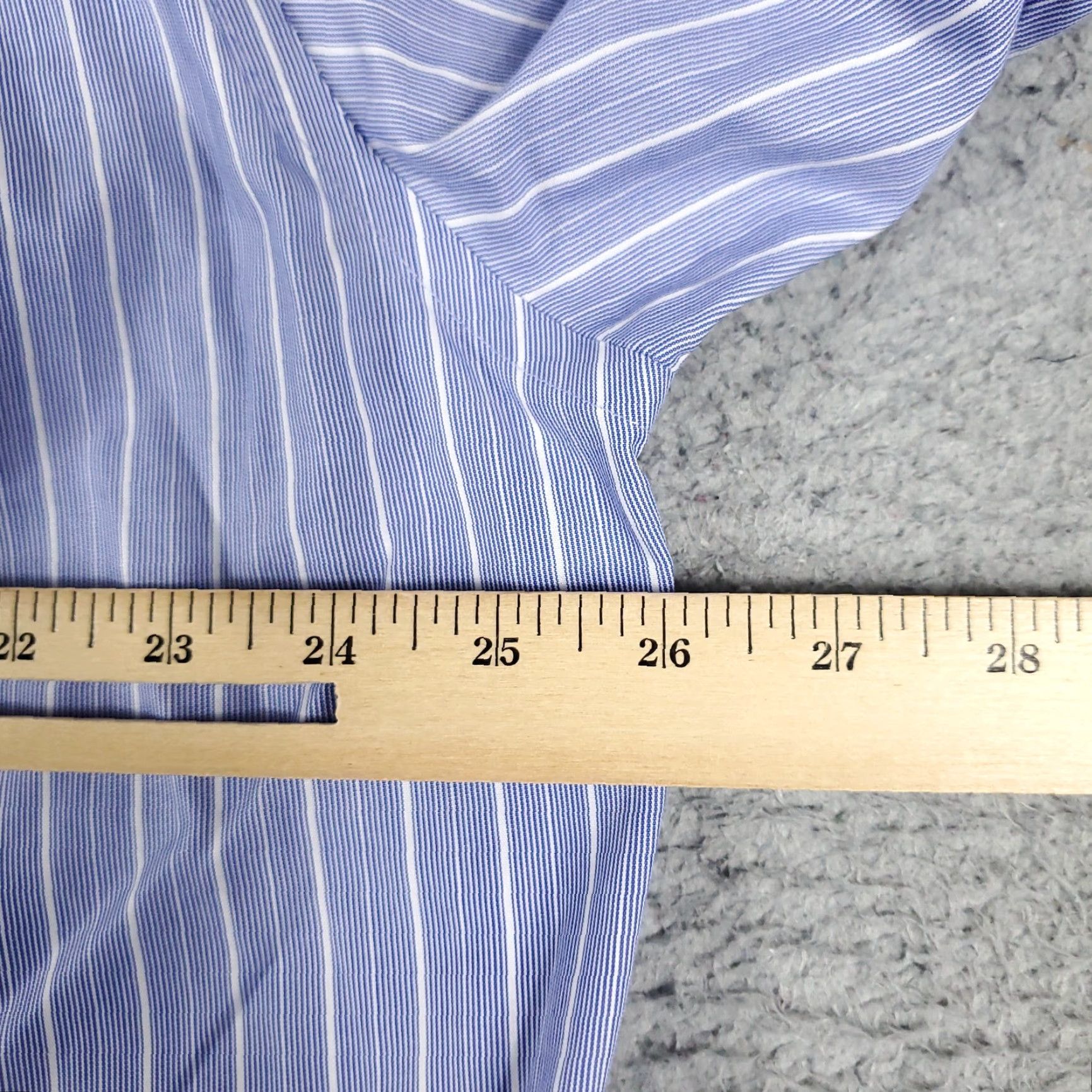 Tommy Hilfiger VINTAGE Tommy Hilfiger Shirt Mens 17 Blue Striped Dress Button Up Long Sleeve Adult Regular Size 17 Blue Modern Preppy Mens Size 46R - 5 Thumbnail