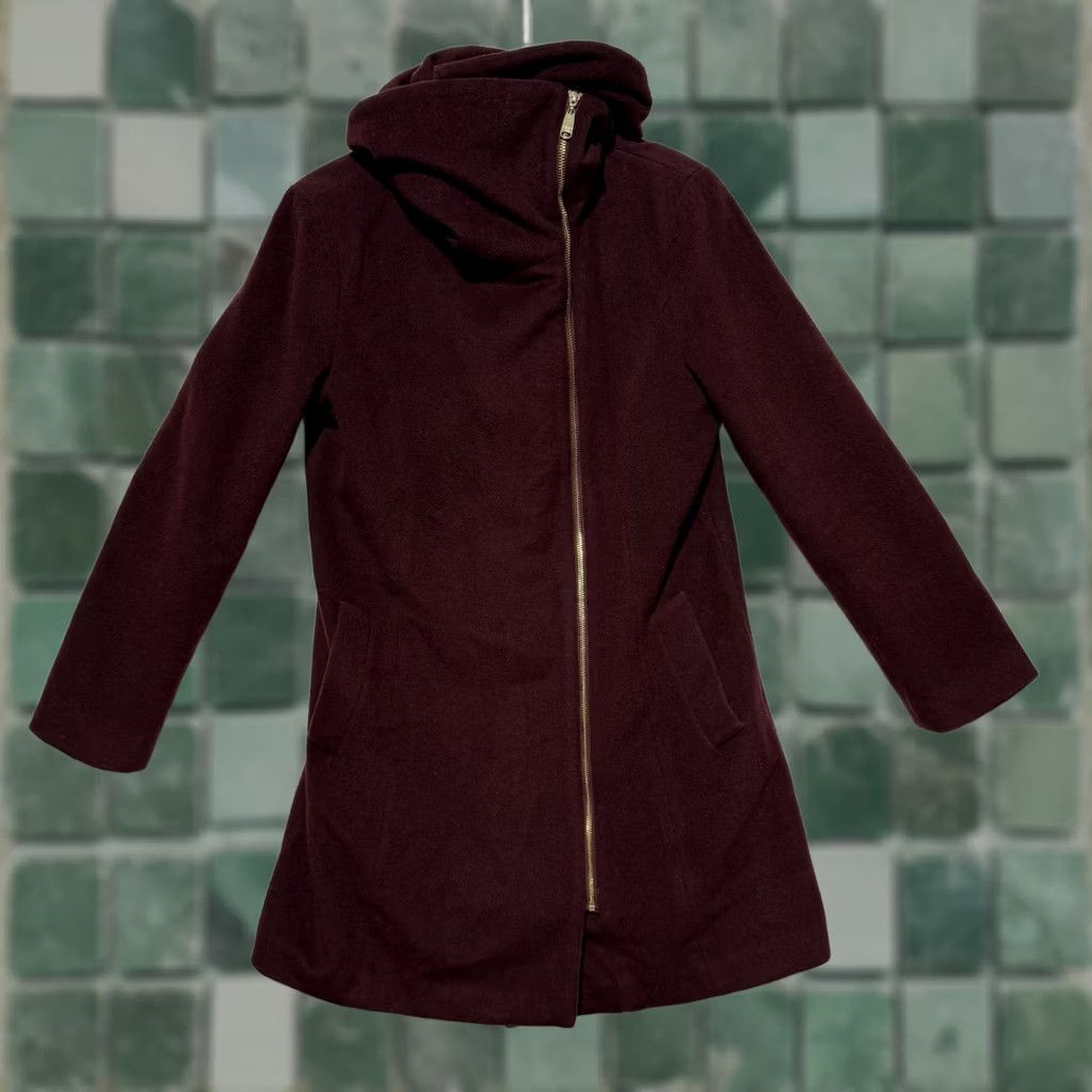 Cole Haan VINTAGE Cole Haan Coat Wool Burgundy Belted Duffle Overcoat Women 10 Wool Blend Signature Old Money Quit Luxury Length 35” P2P 19” Size L / US 10 / IT 46 - 1 Thumbnail