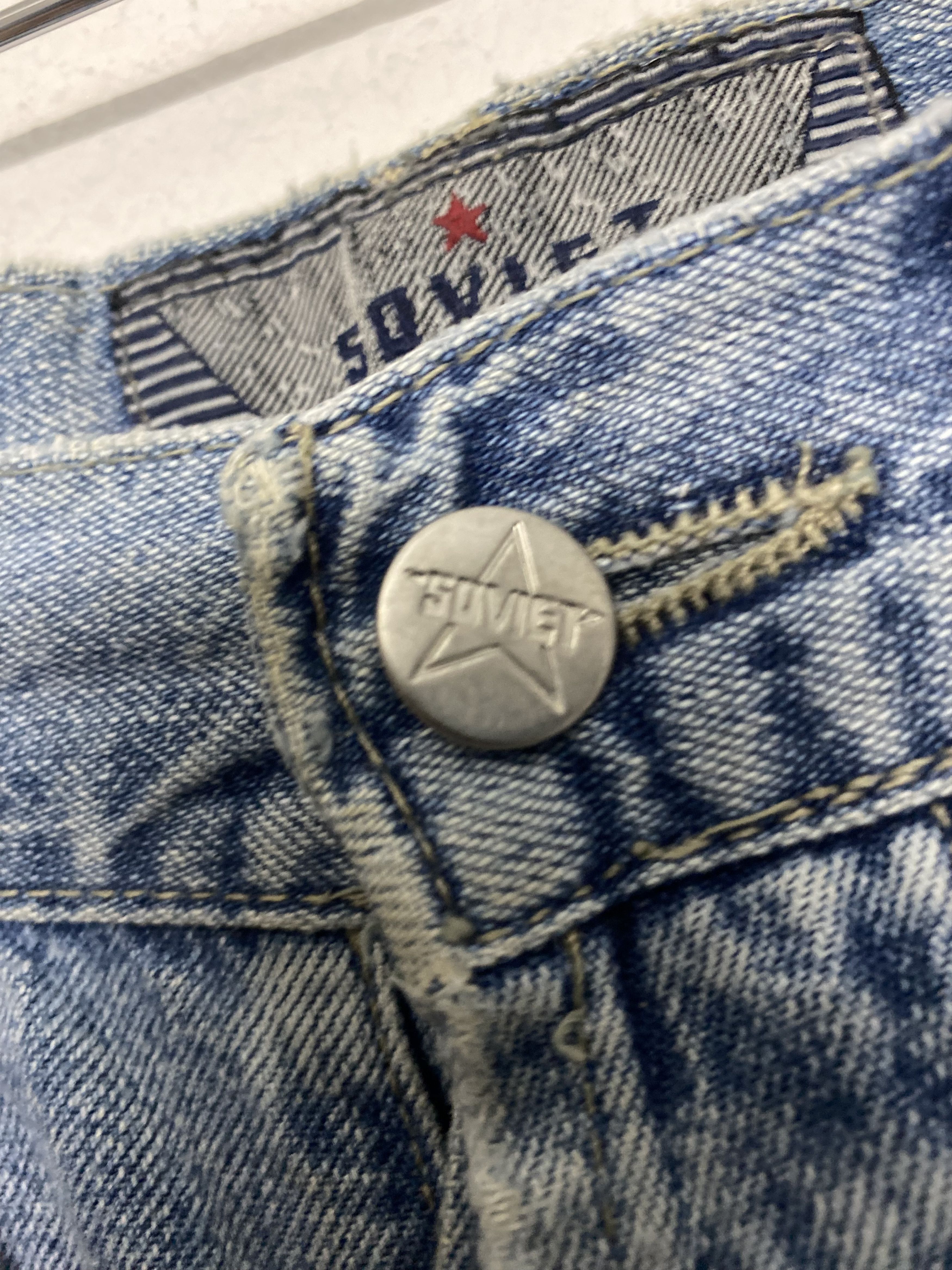 Jean Vintage 90s SOVIET Nº5 Regular Basic Faded Denim Jeans Size US 33 - 3 Thumbnail