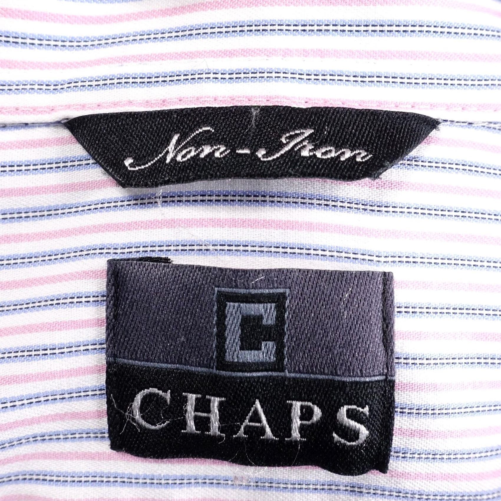 Chaps Chaps Dress Shirt Mens 15.5 32/33 Multicolor Striped Classic Fit Button Collar 100% Cotton Non-Iron Shirt Mens Size 42R - 6 Thumbnail