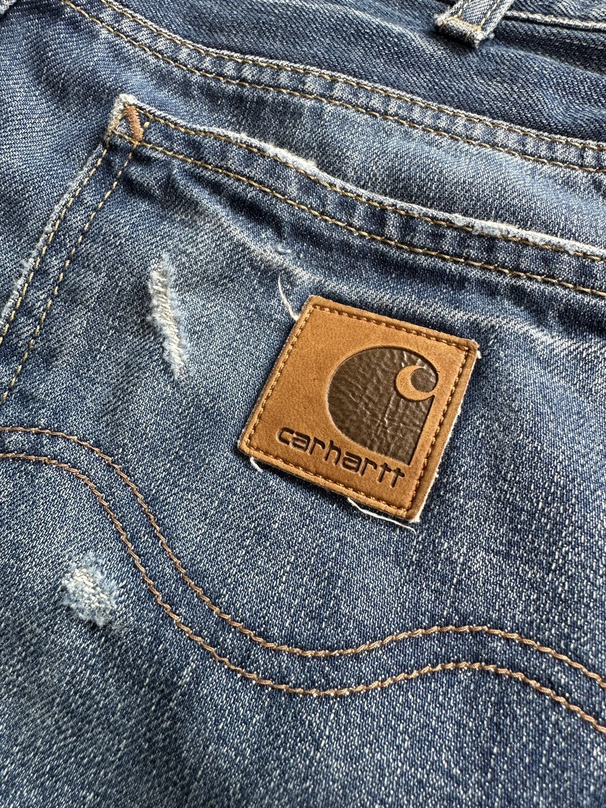 Carhartt Distressed CARHARTT Texas Pants Denim Blue Jeans Size US 29 - 11 Thumbnail