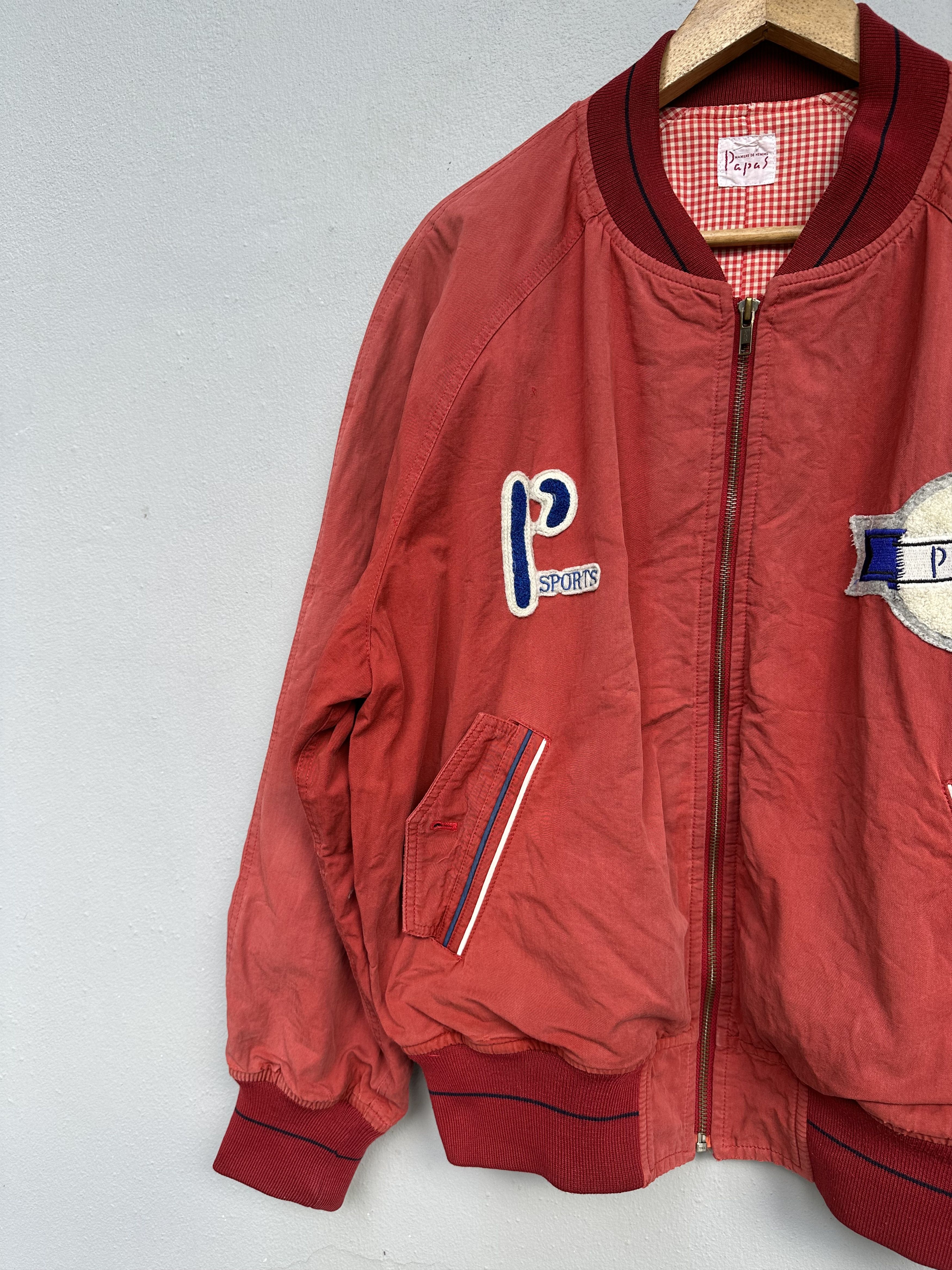 Mademoiselle Non Non Vintage 90s Papas Sports Logo Distressed Bomber Jacket Size US M / EU 48-50 / 2 - 6 Thumbnail