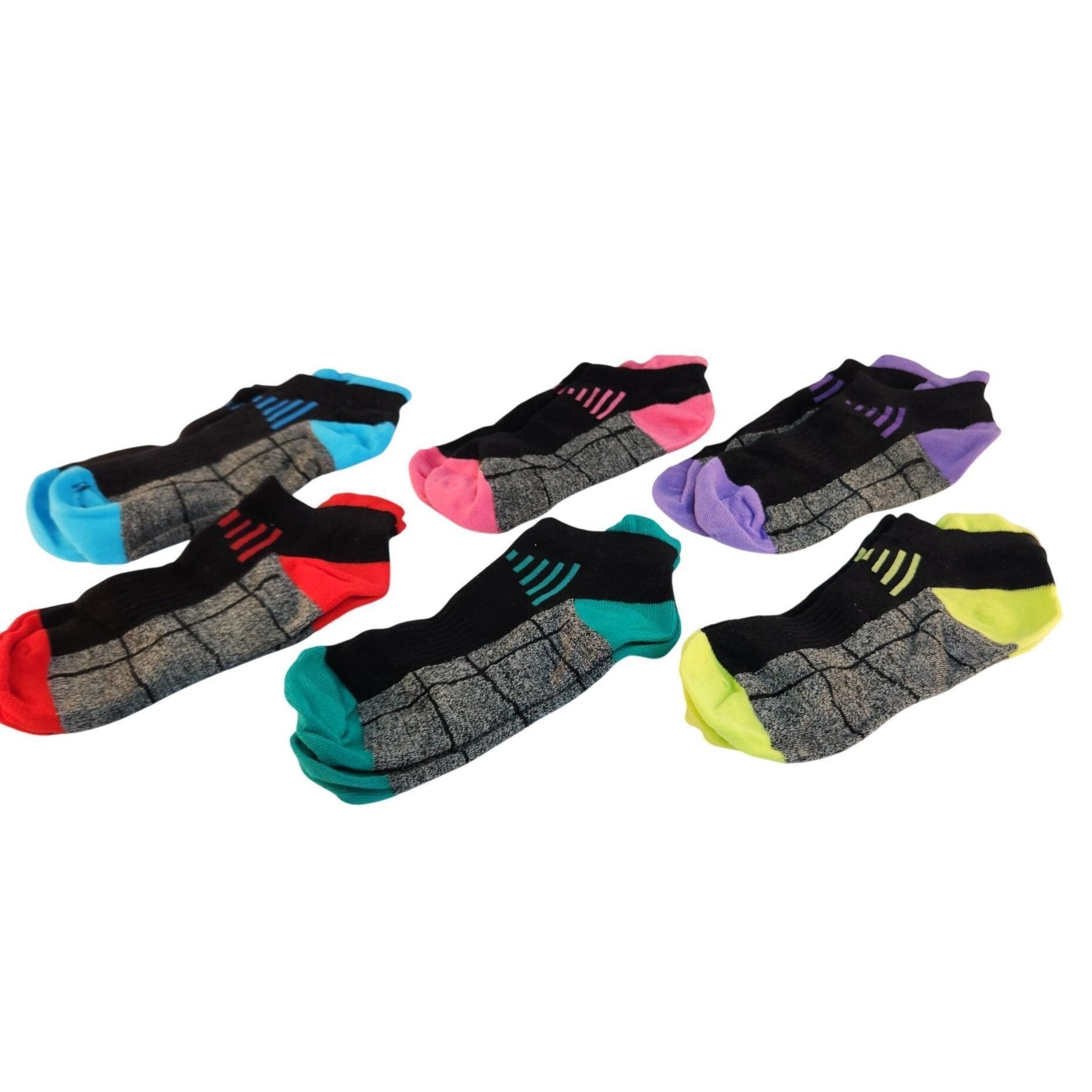 The Unbranded Brand Six Pack Athletic Low-Cut Socks Unisex Colorful Stretch Fit Size ONE SIZE - 2 Thumbnail