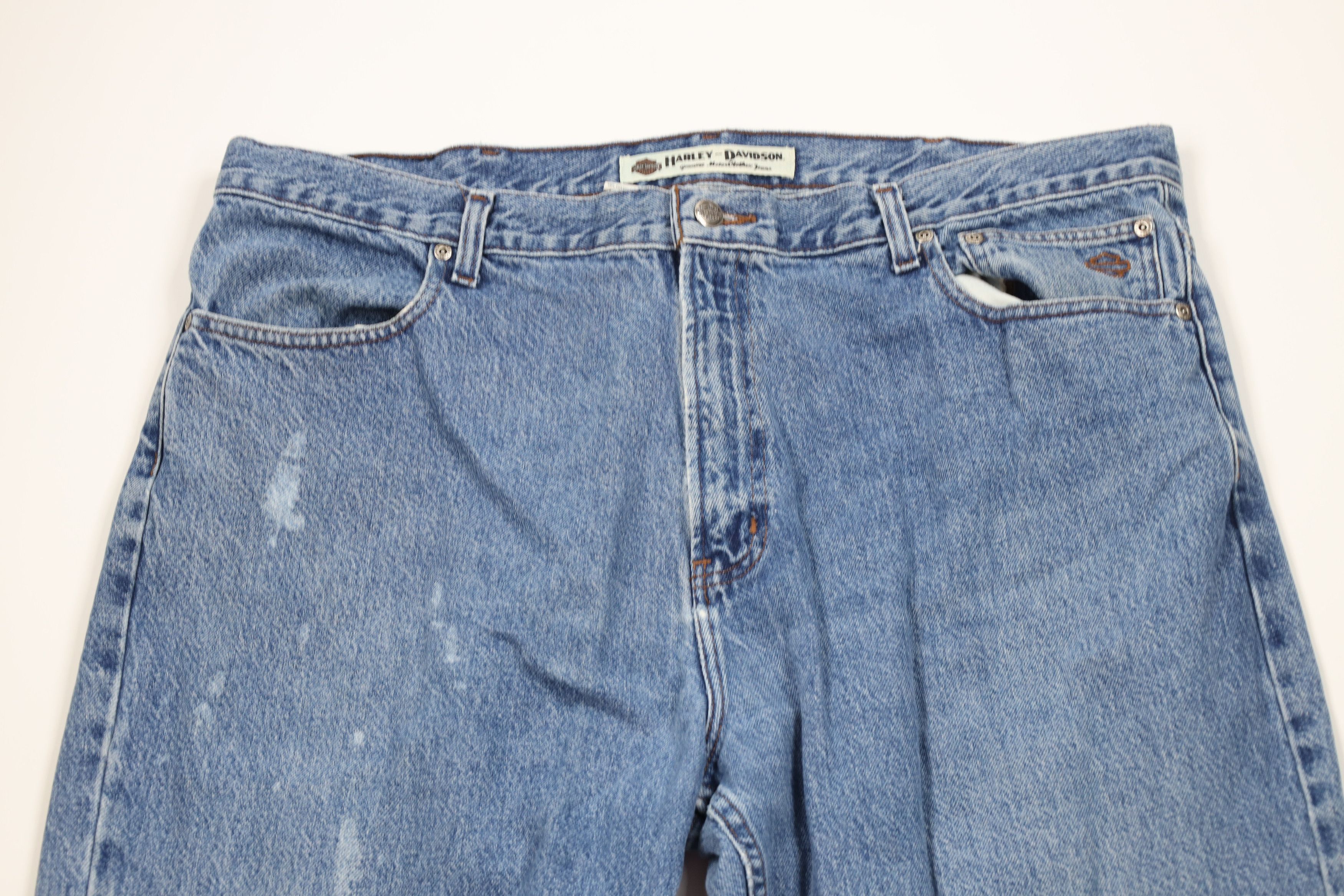 Harley Davidson Vintage Harley Davidson Spell Out Wide Leg Denim Jeans Size US 42 / EU 58 - 2 Thumbnail