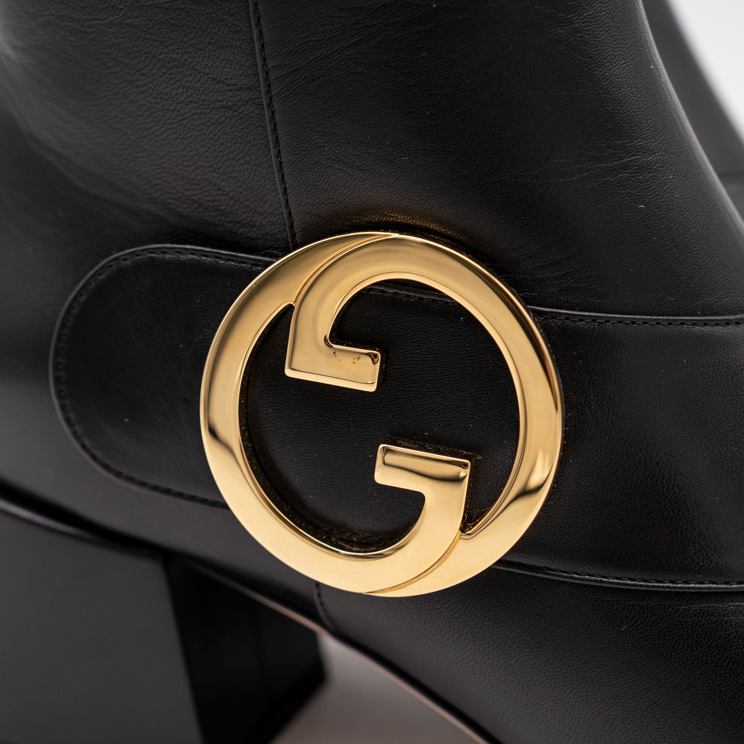 Gucci 41G 11 US Gucci GG Blondie Black Leather Ankle Boots Gold Size US 11 / IT 41 - 8 Thumbnail