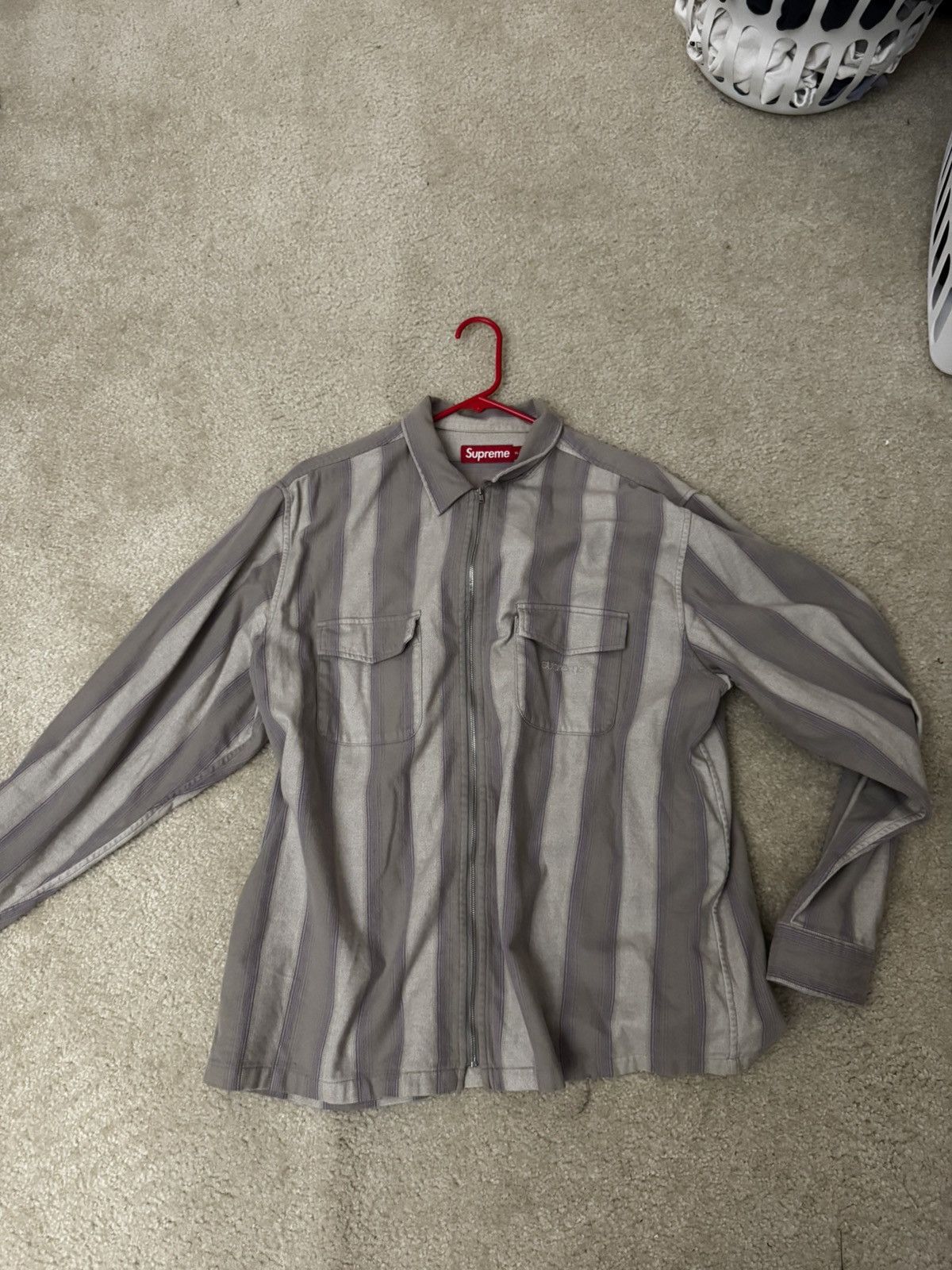 Supreme Supreme Washed Corduroy Zip Up Shirt Size XL Black SS24