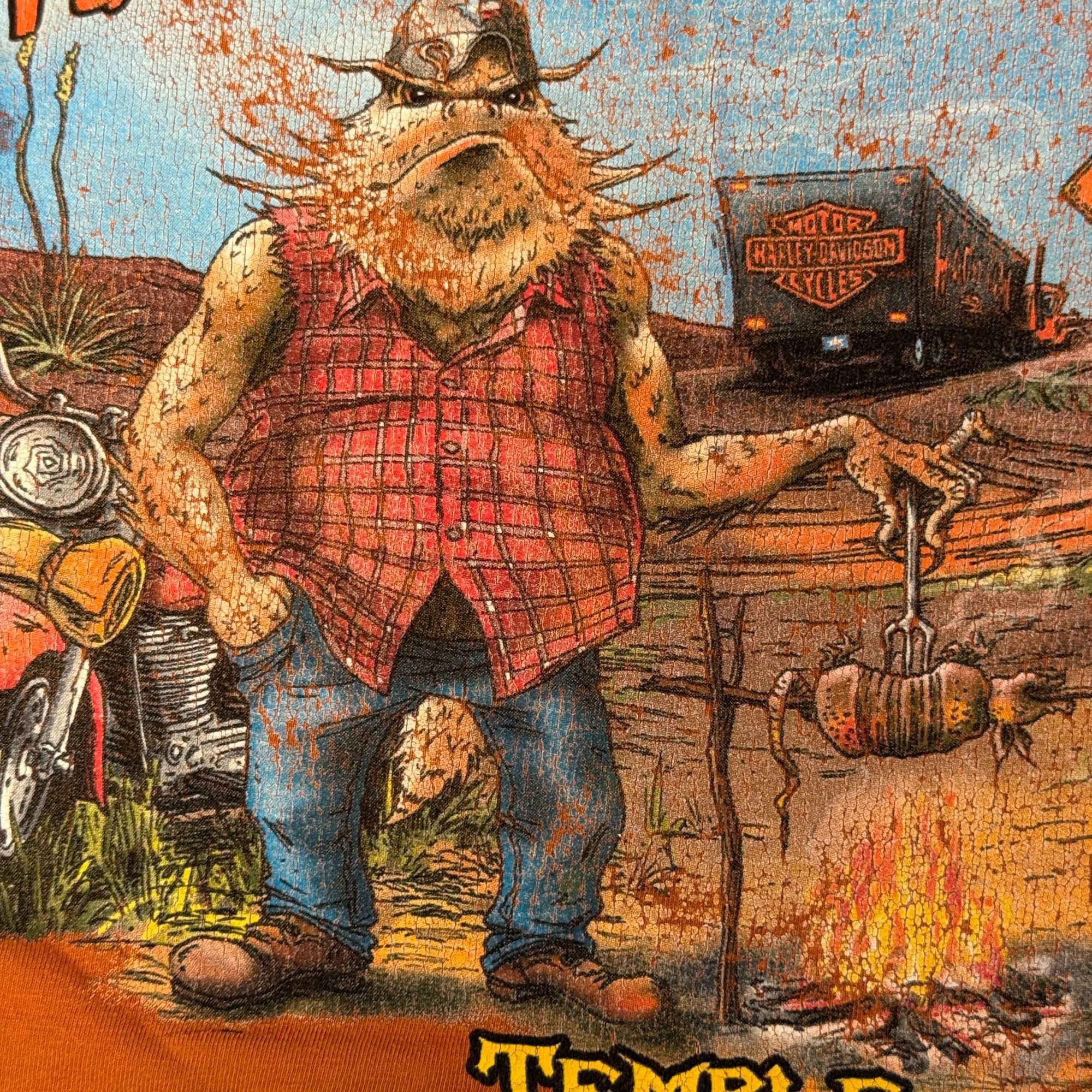 Harley Davidson HORNY TOAD Temple TEXAS 2011 Motorcycle ROASTED ARMADILLO T Size US XL / EU 56 / 4 - 6 Thumbnail