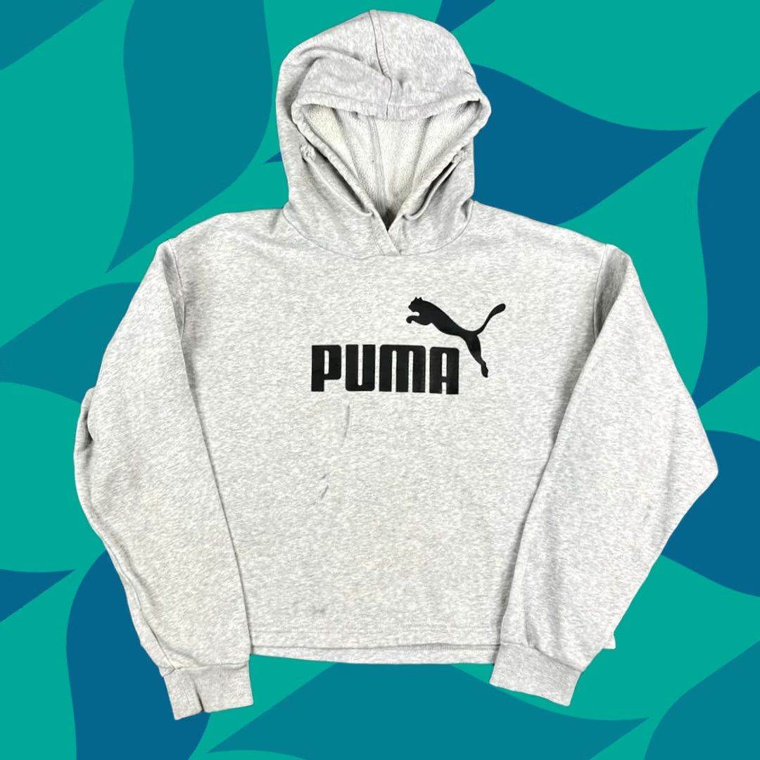 Puma Puma Hoodie Pullover Womens XL Gray Cropped Fleece Sweatshirt Athleisure Size XL / US 12-14 / IT 48-50 - 1 Thumbnail